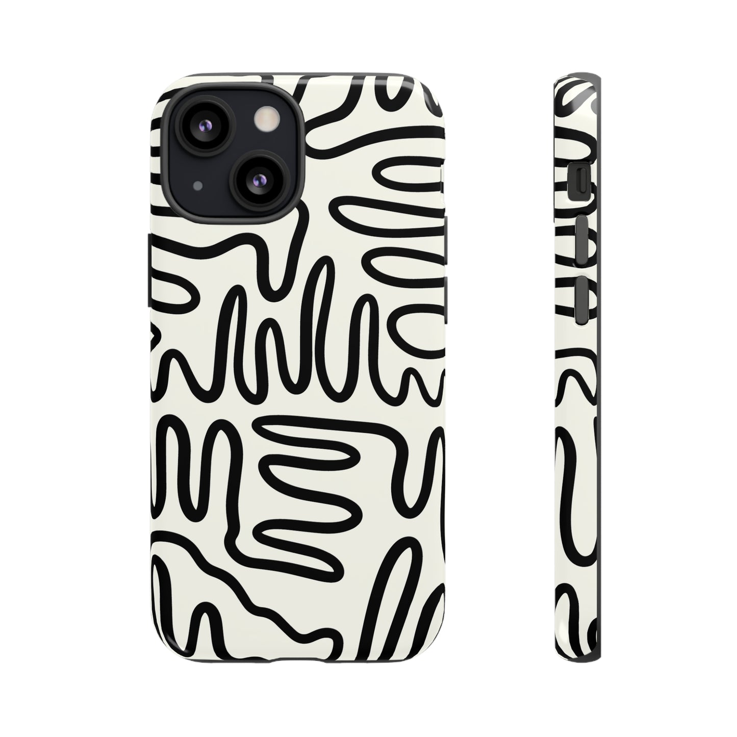 Black and White Squigles | Tough Phone Case