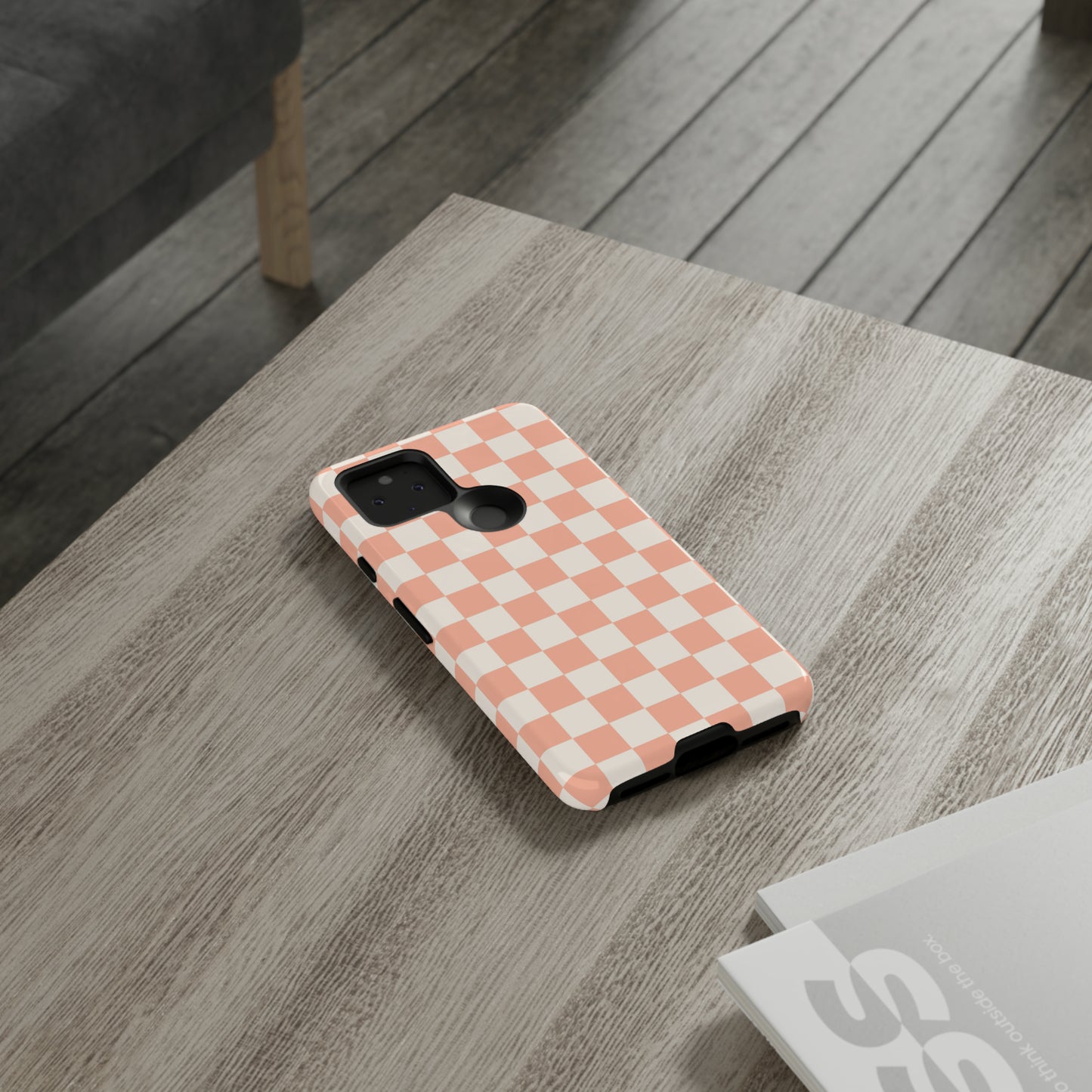 Light Peach Checkers | Tough Phone Case