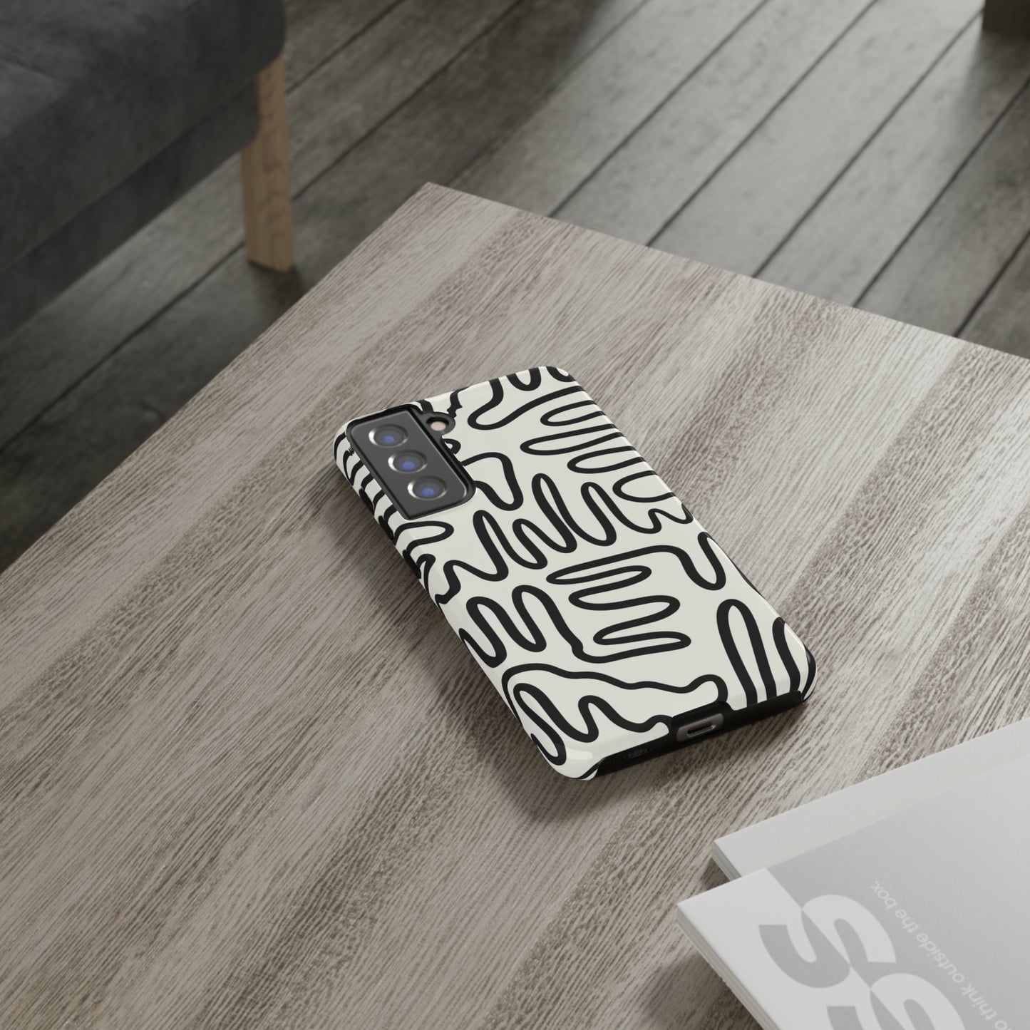 Black and White Squigles | Tough Phone Case