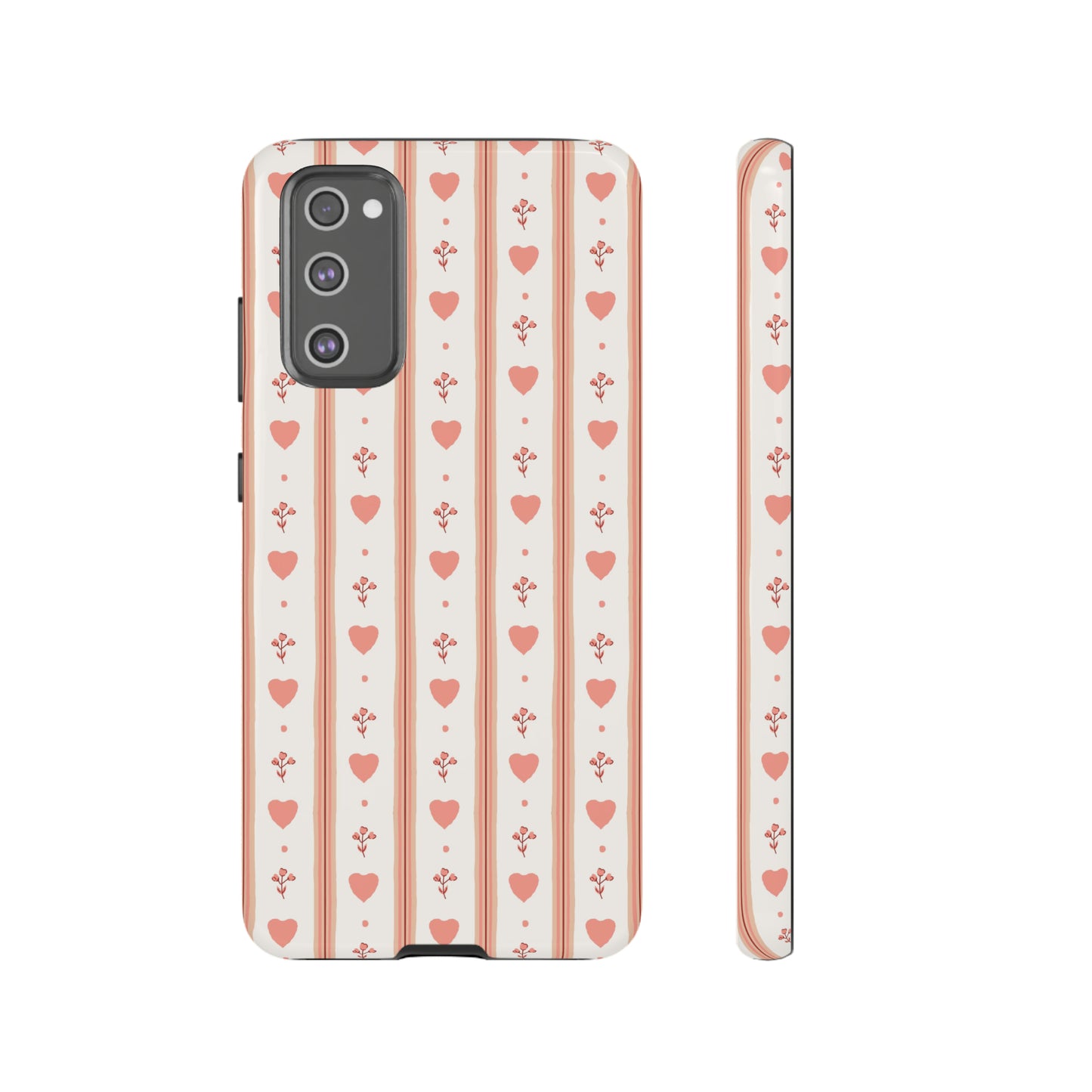 Light Pink Vintage Heart Pattern | Tough Phone Case