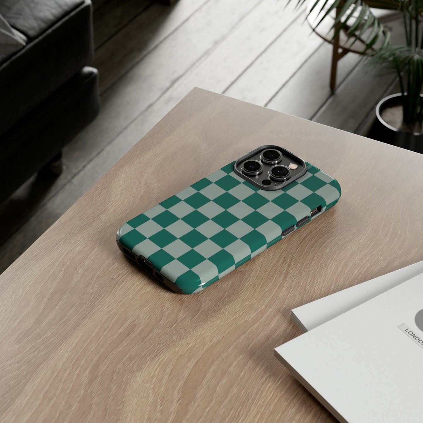 Green on Green Checkerboard | Tough Phone Case