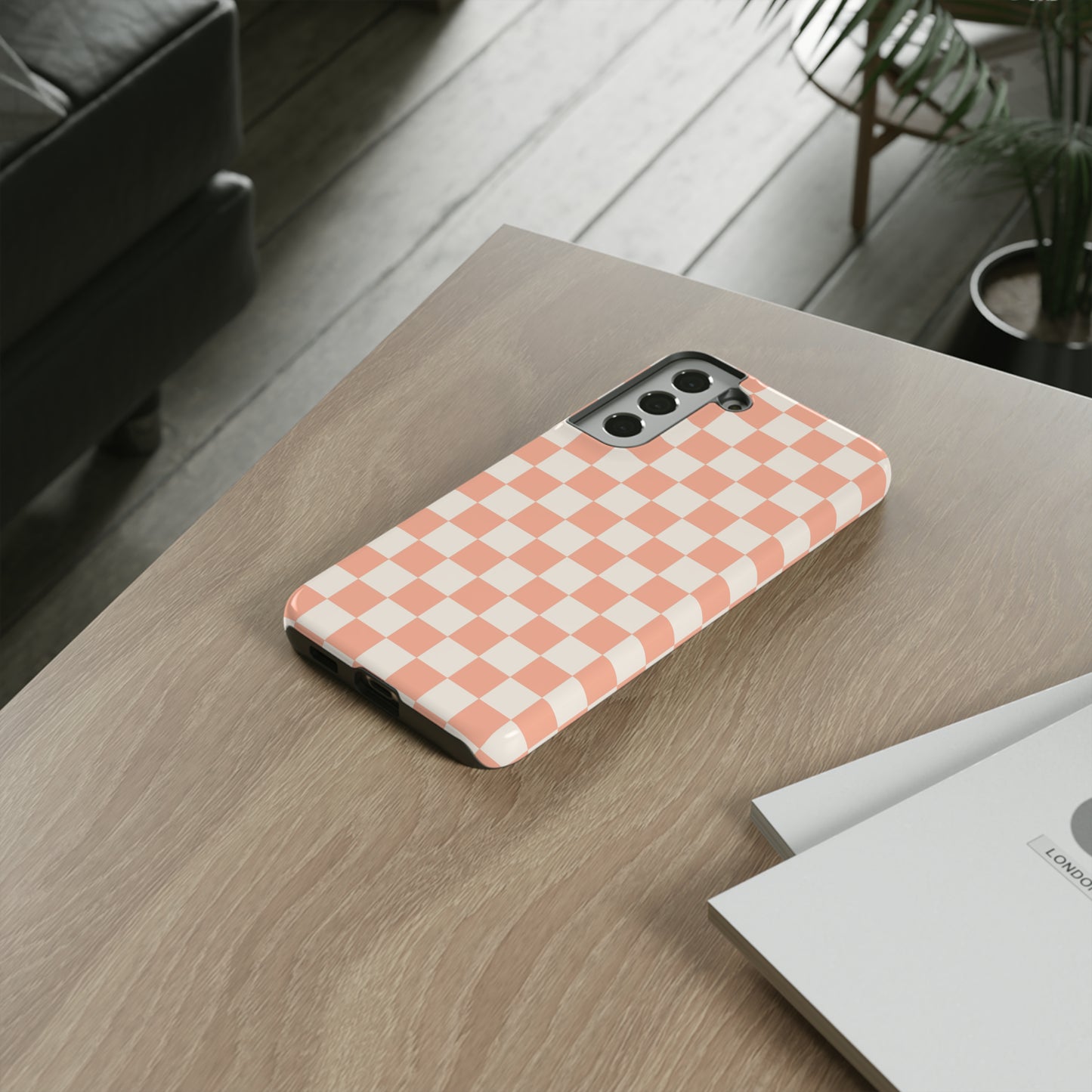 Light Peach Checkers | Tough Phone Case