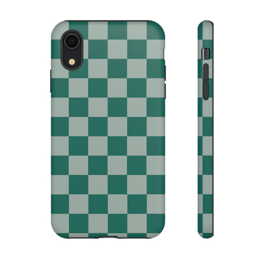 Green on Green Checkerboard | Tough Phone Case