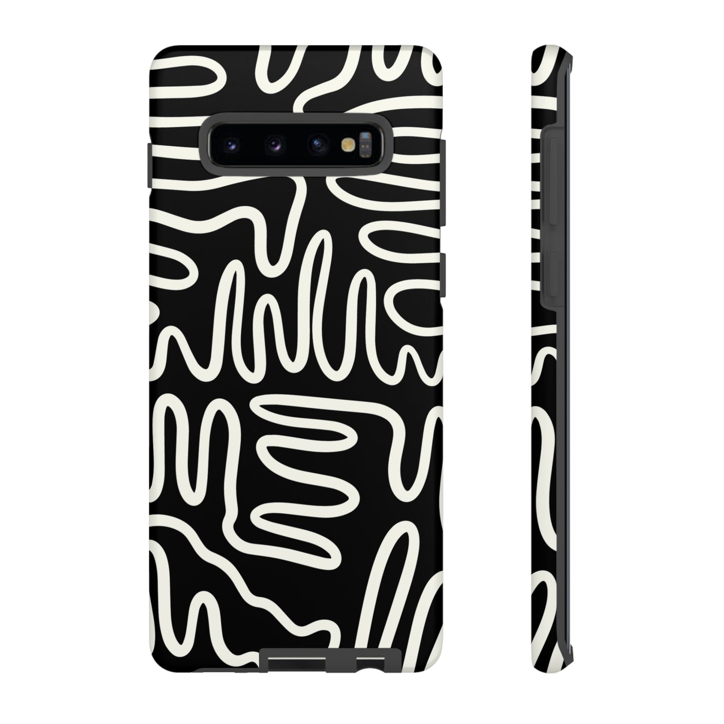 White and Black Squigles | Tough Phone Case