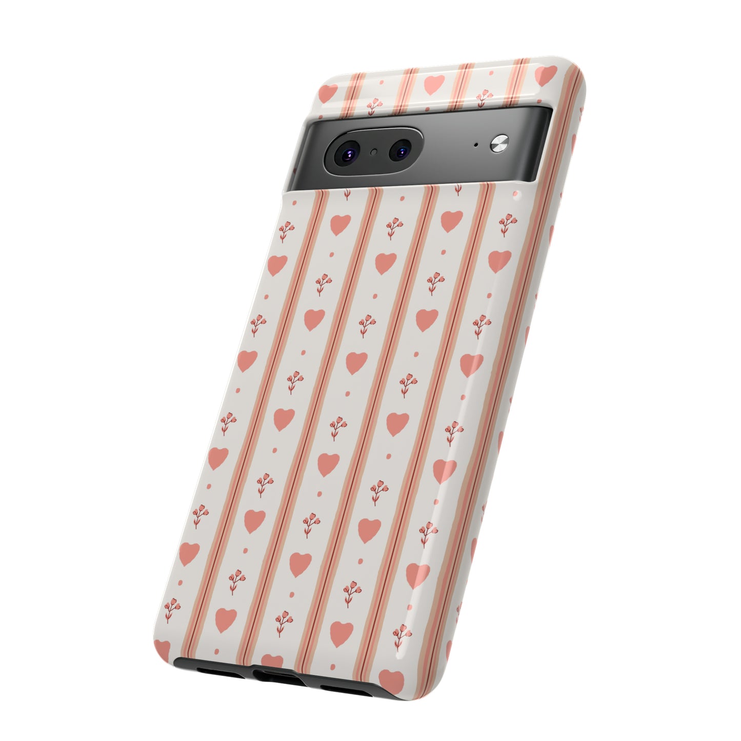 Light Pink Vintage Heart Pattern | Tough Phone Case