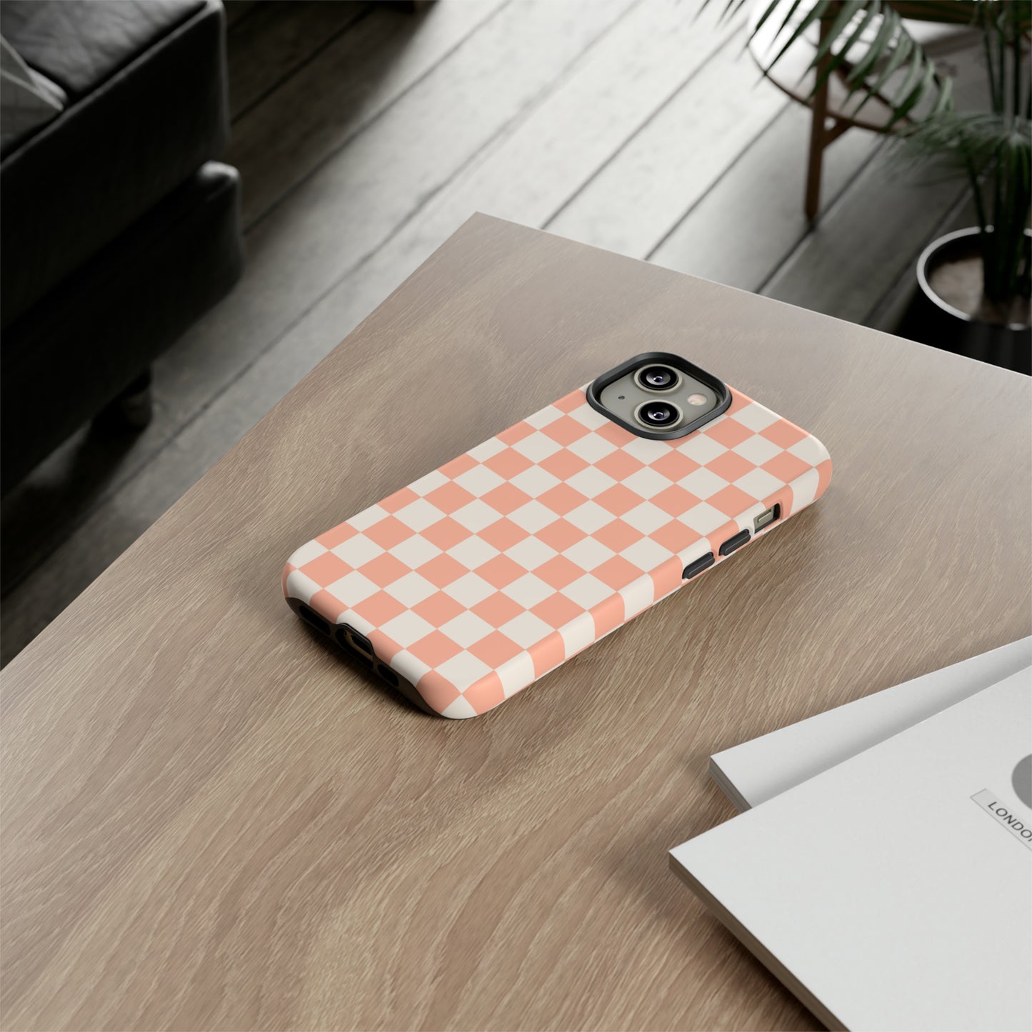 Light Peach Checkers | Tough Phone Case