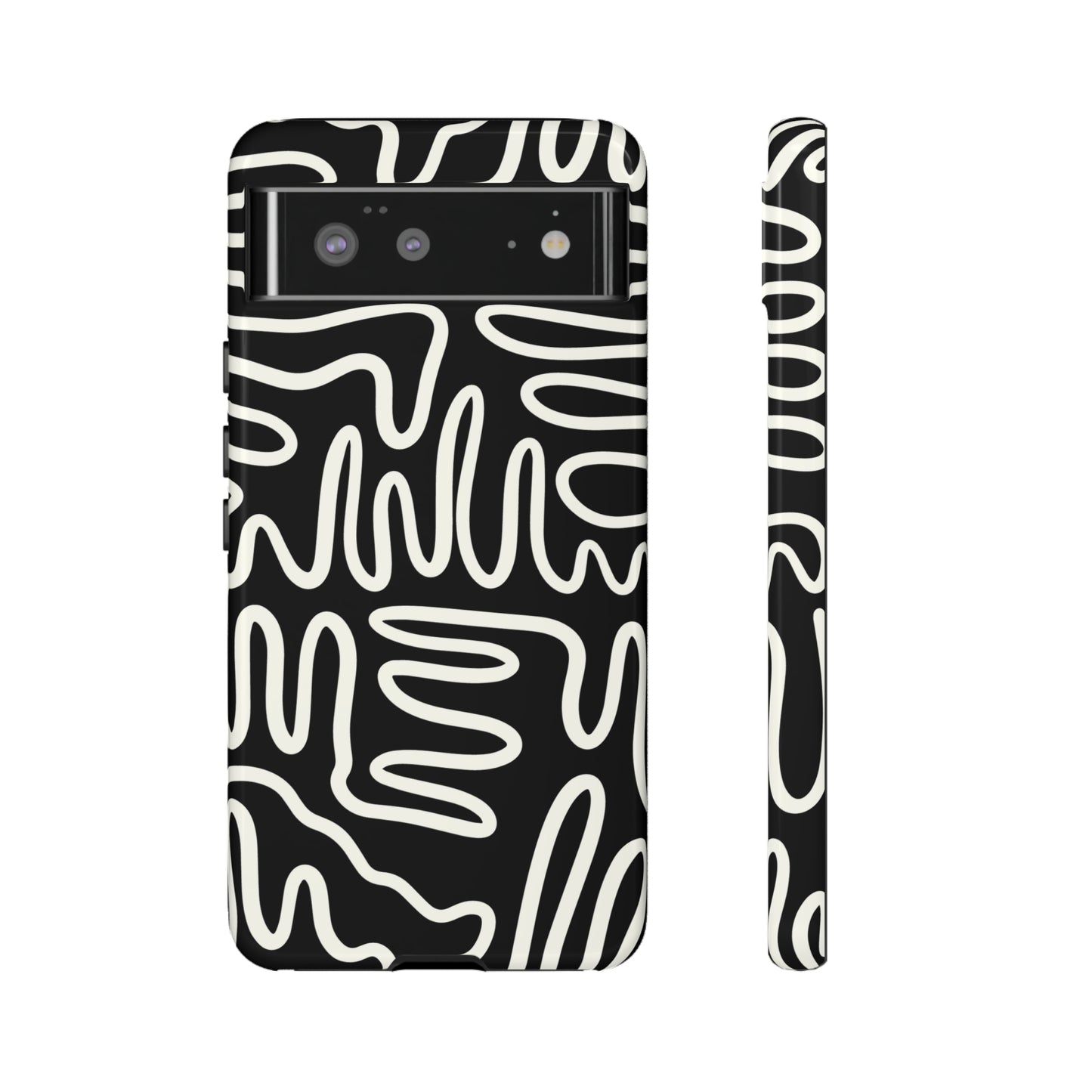 White and Black Squigles | Tough Phone Case