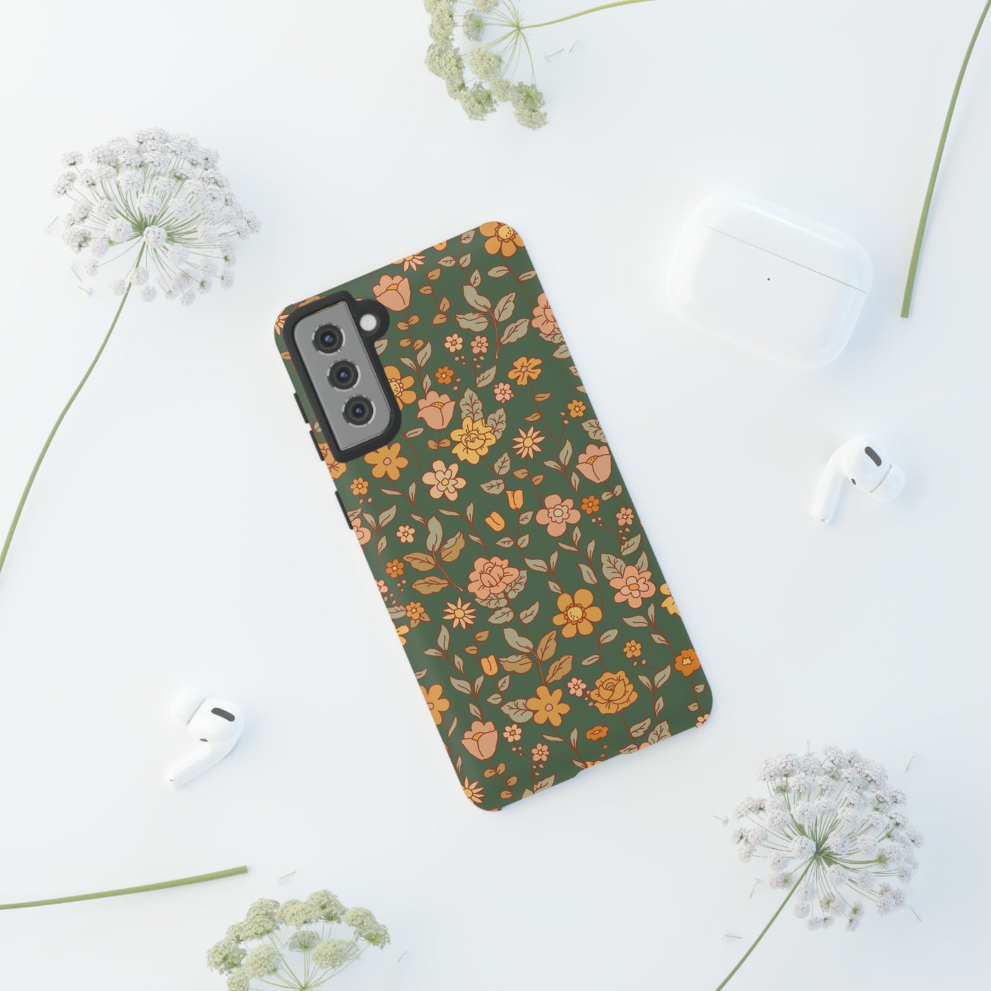 Green Old Fashioned Flowers | Tough Phone Case