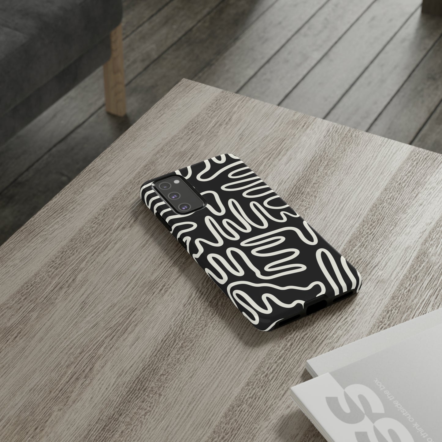 White and Black Squigles | Tough Phone Case