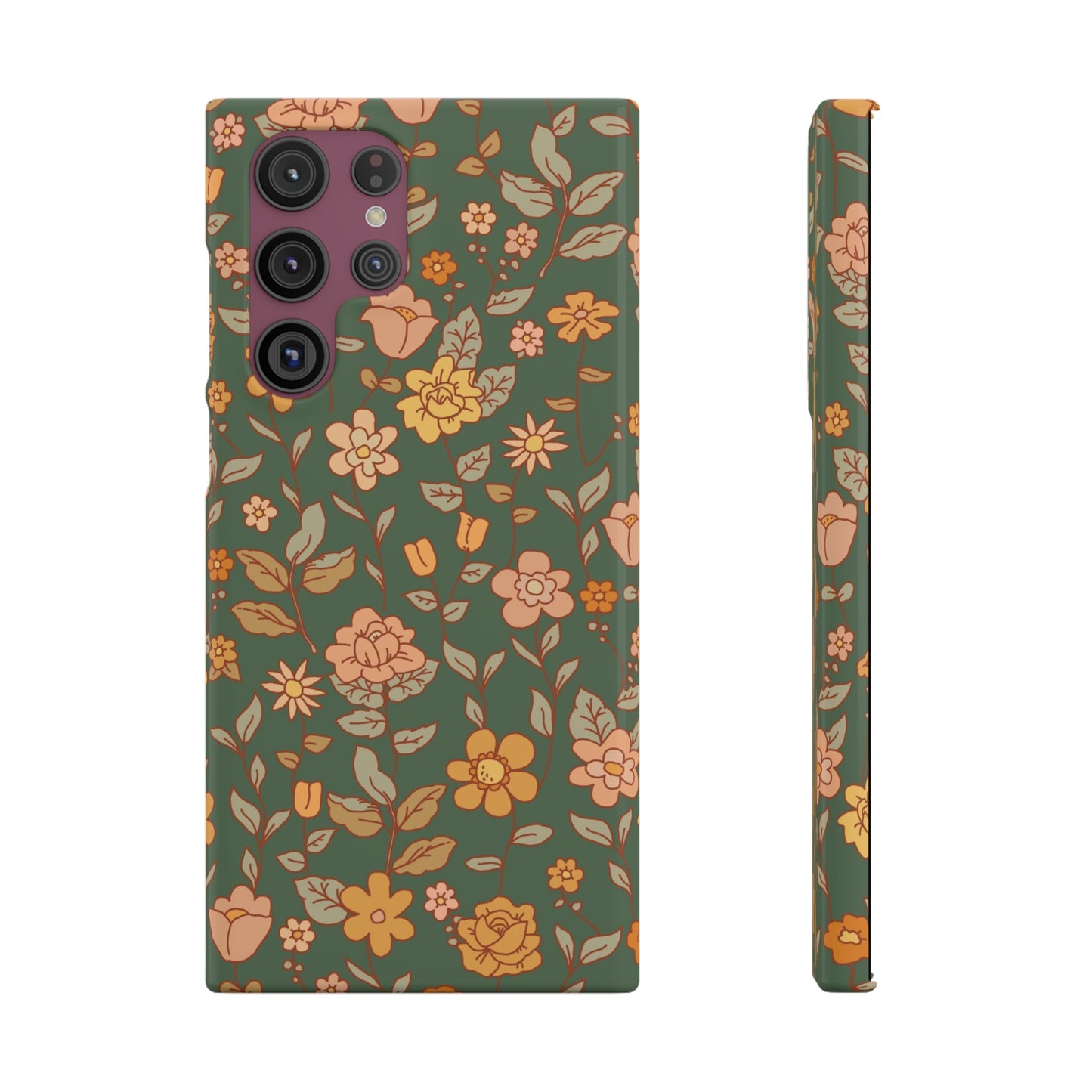 Green Old Fashioned Flowers / Snap Cases