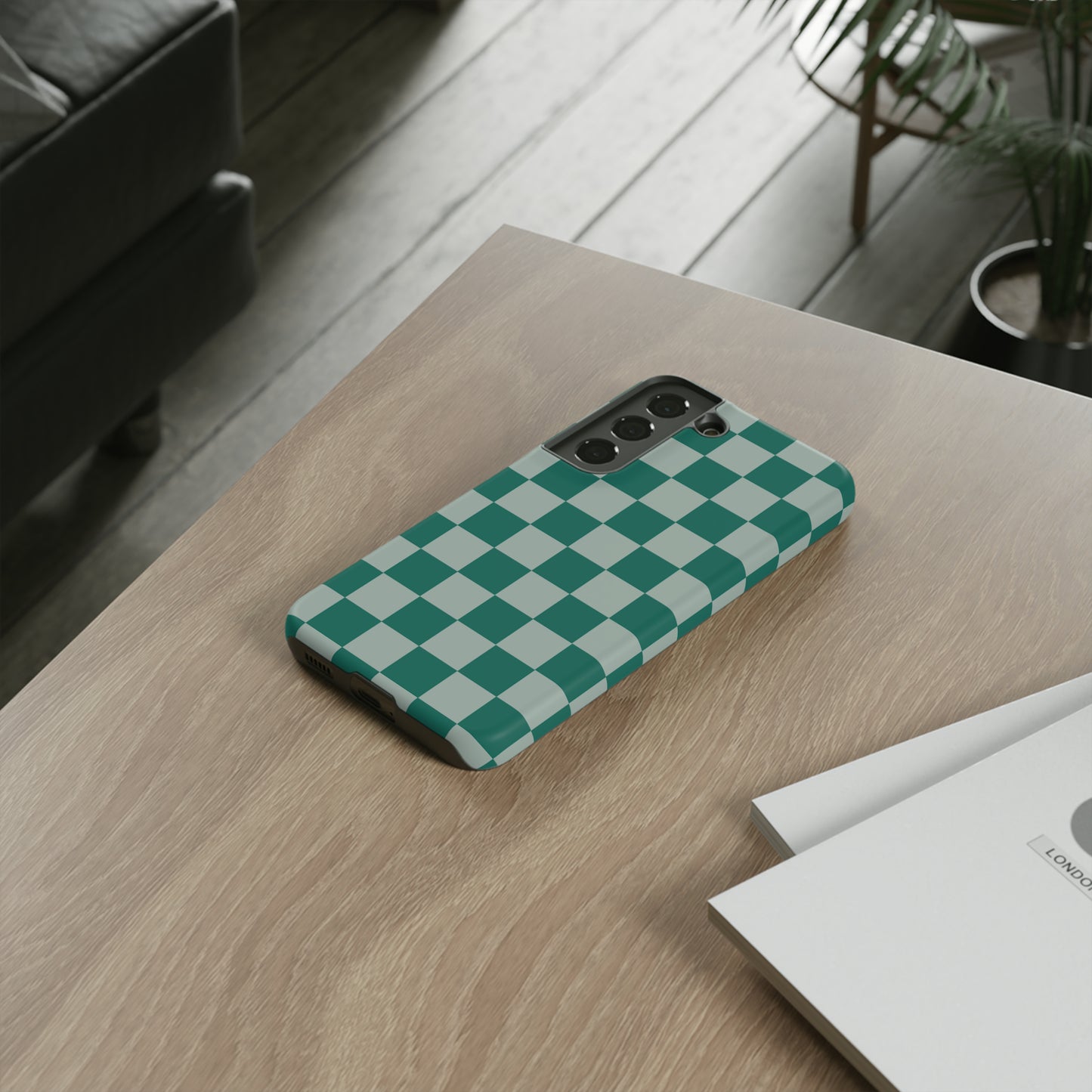 Green on Green Checkerboard | Tough Phone Case