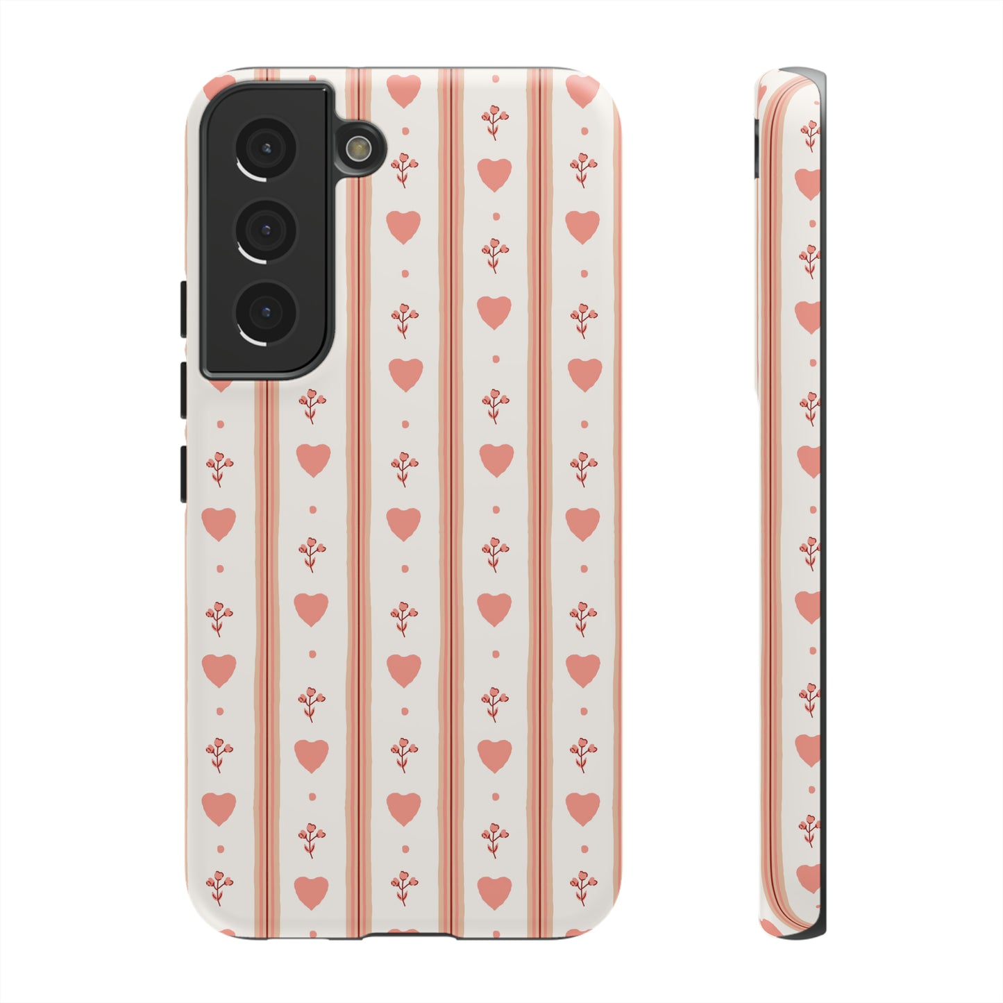 Light Pink Vintage Heart Pattern | Tough Phone Case