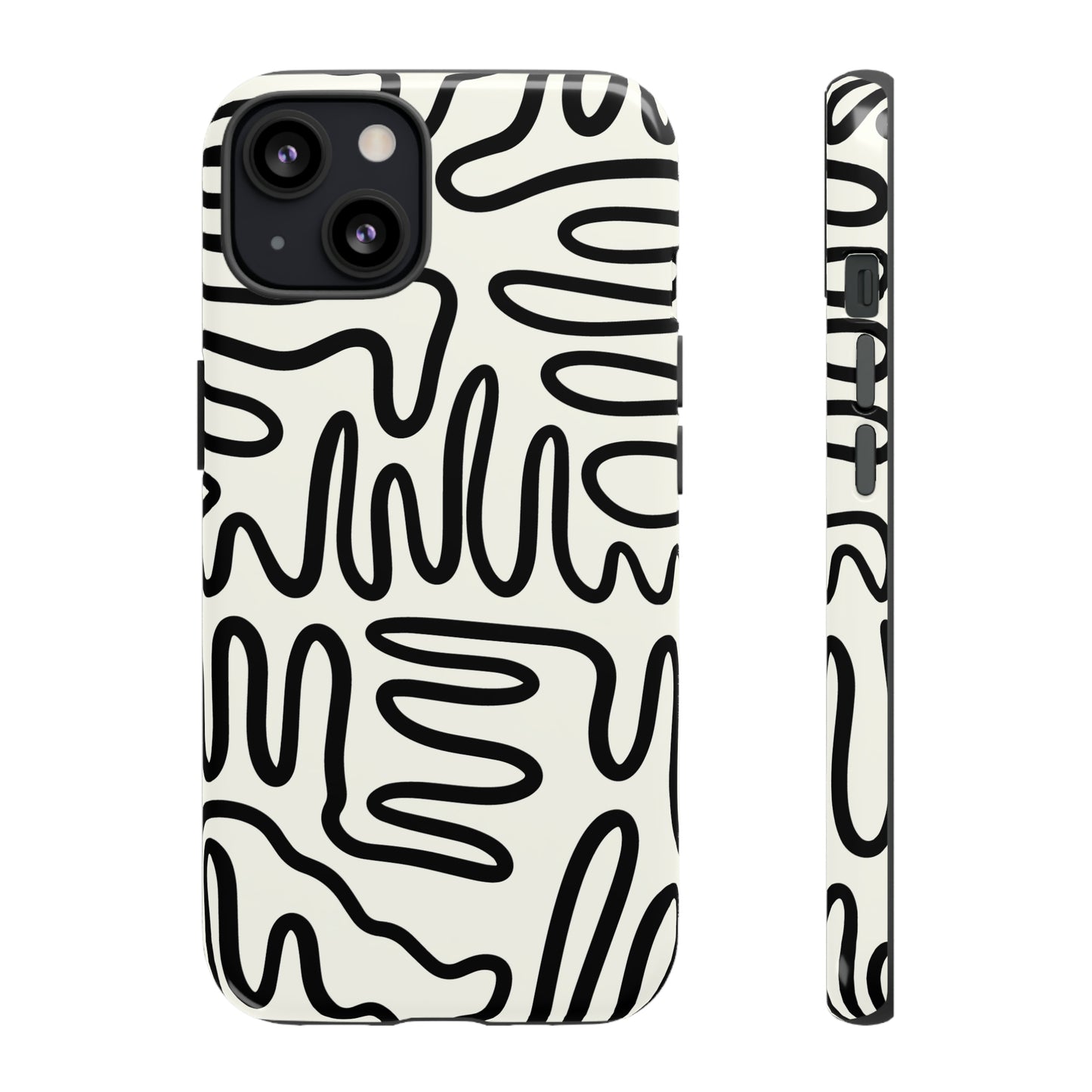 Black and White Squigles | Tough Phone Case