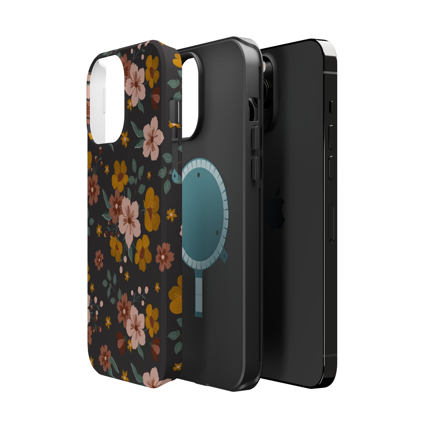 Black Faded Flowers | MagSafe Phone Cases