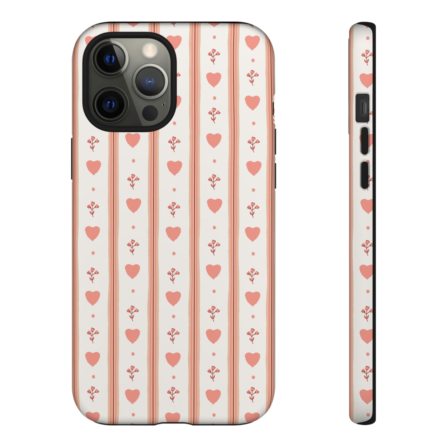 Light Pink Vintage Heart Pattern | Tough Phone Case