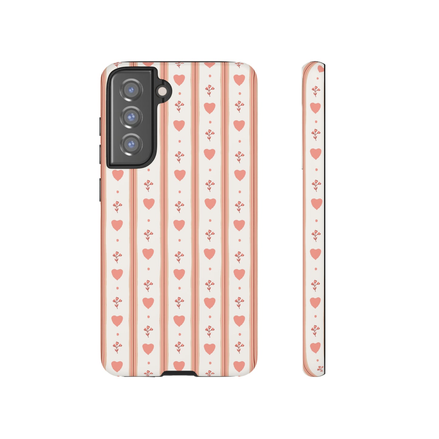 Light Pink Vintage Heart Pattern | Tough Phone Case