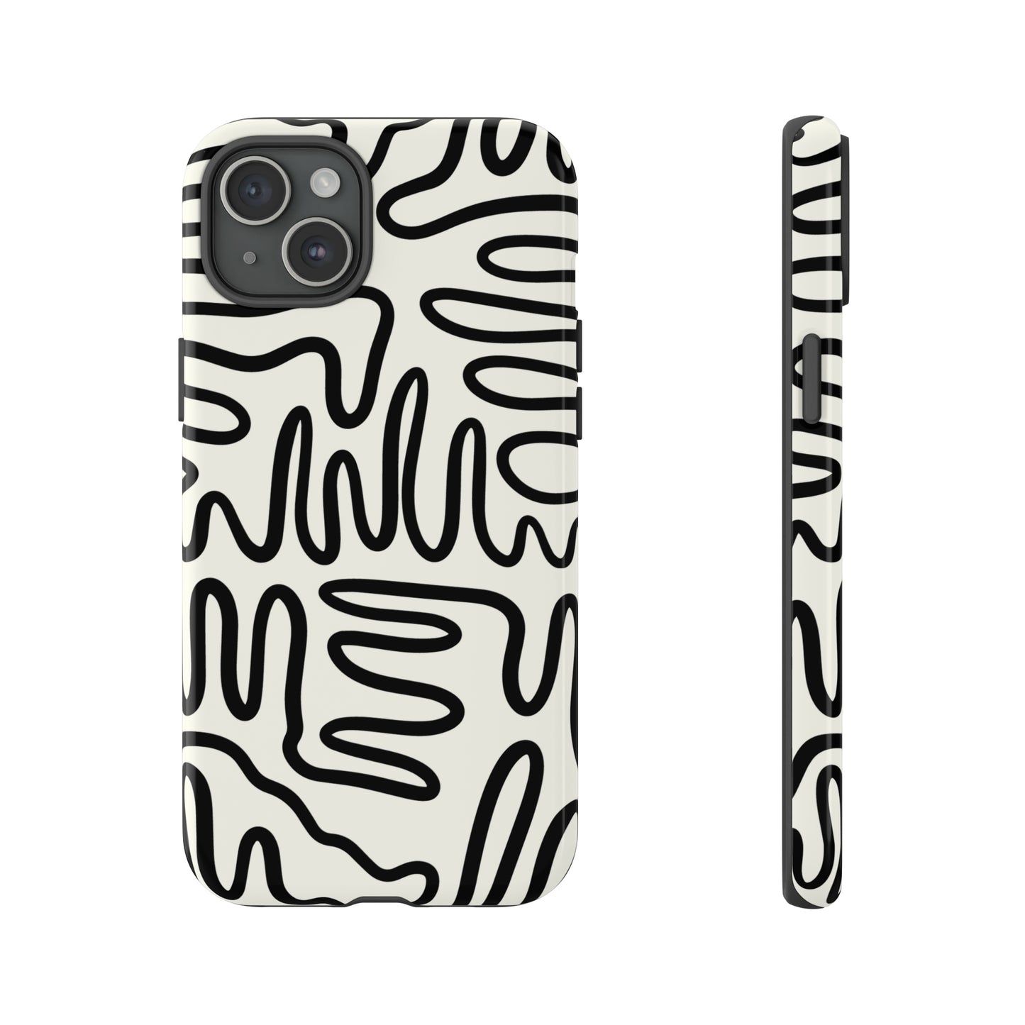 Black and White Squigles | Tough Phone Case