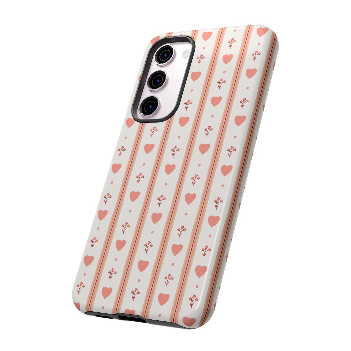 Light Pink Vintage Heart Pattern | Tough Phone Case