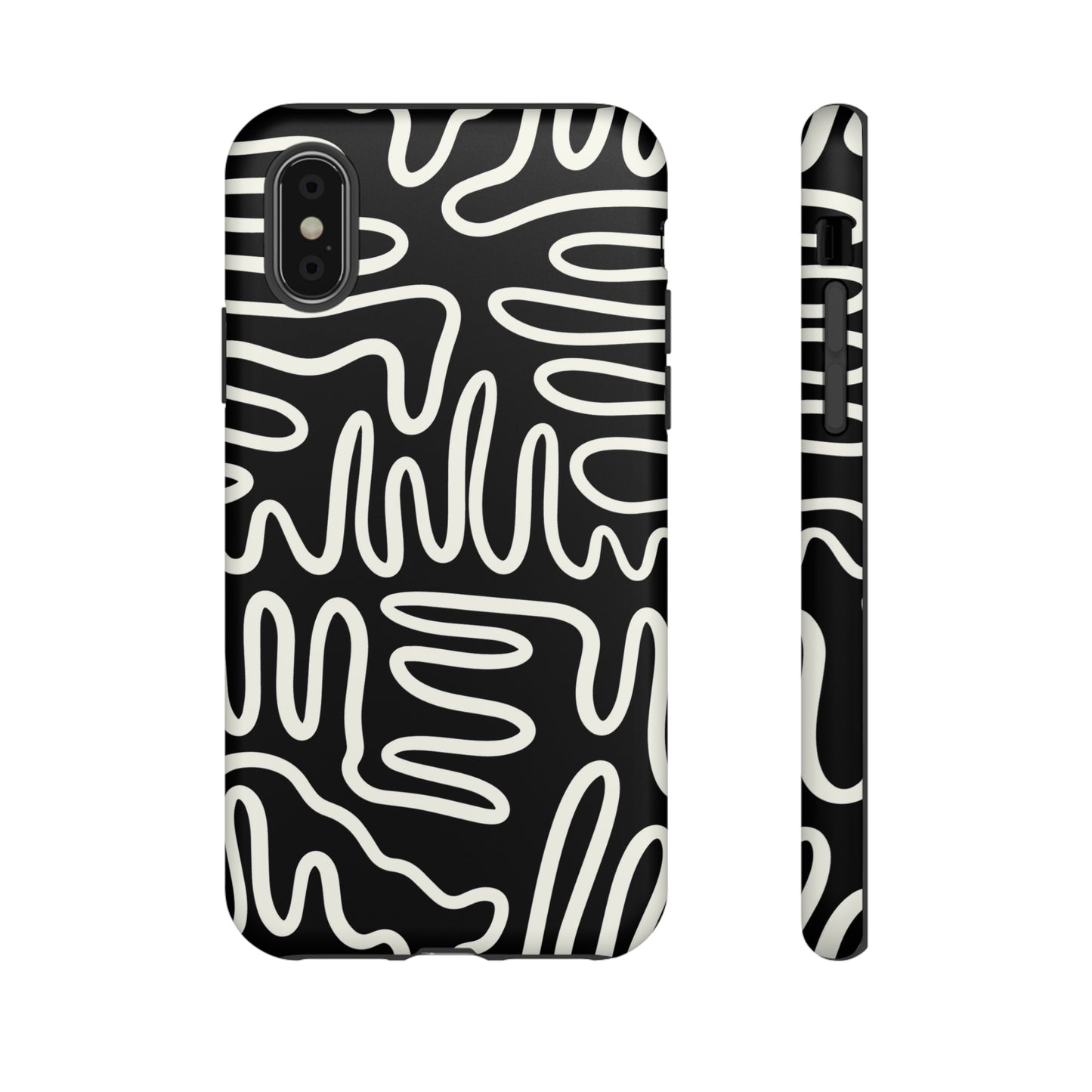 White and Black Squigles | Tough Phone Case