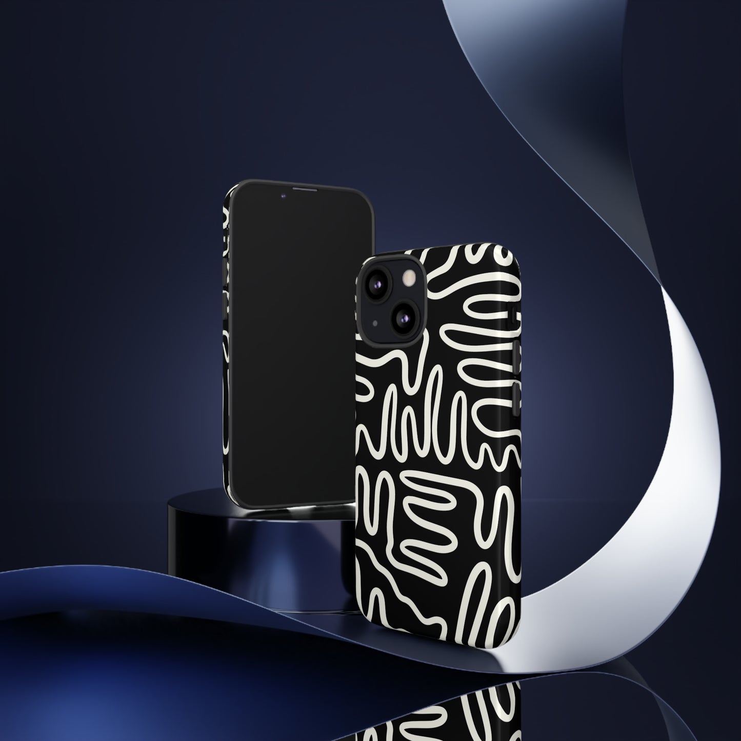 White and Black Squigles | Tough Phone Case