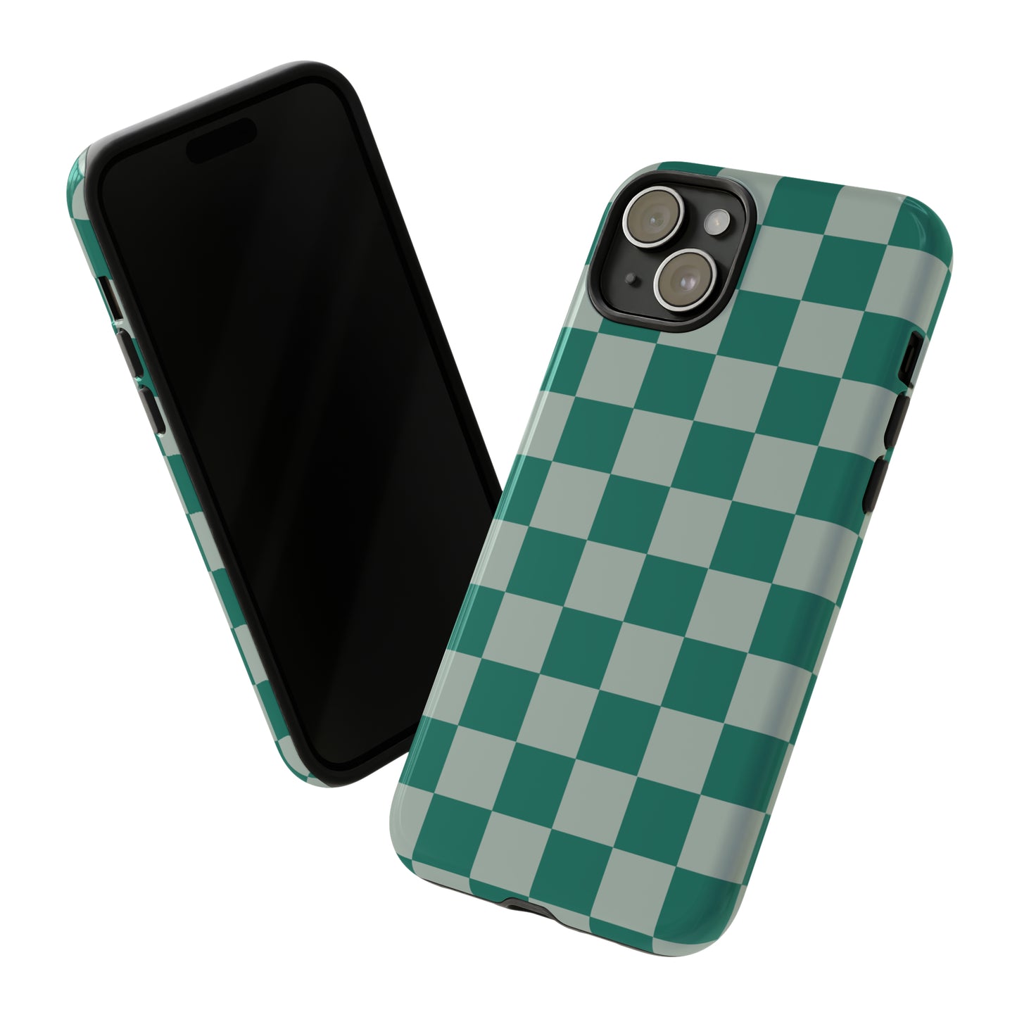 Green on Green Checkerboard | Tough Phone Case