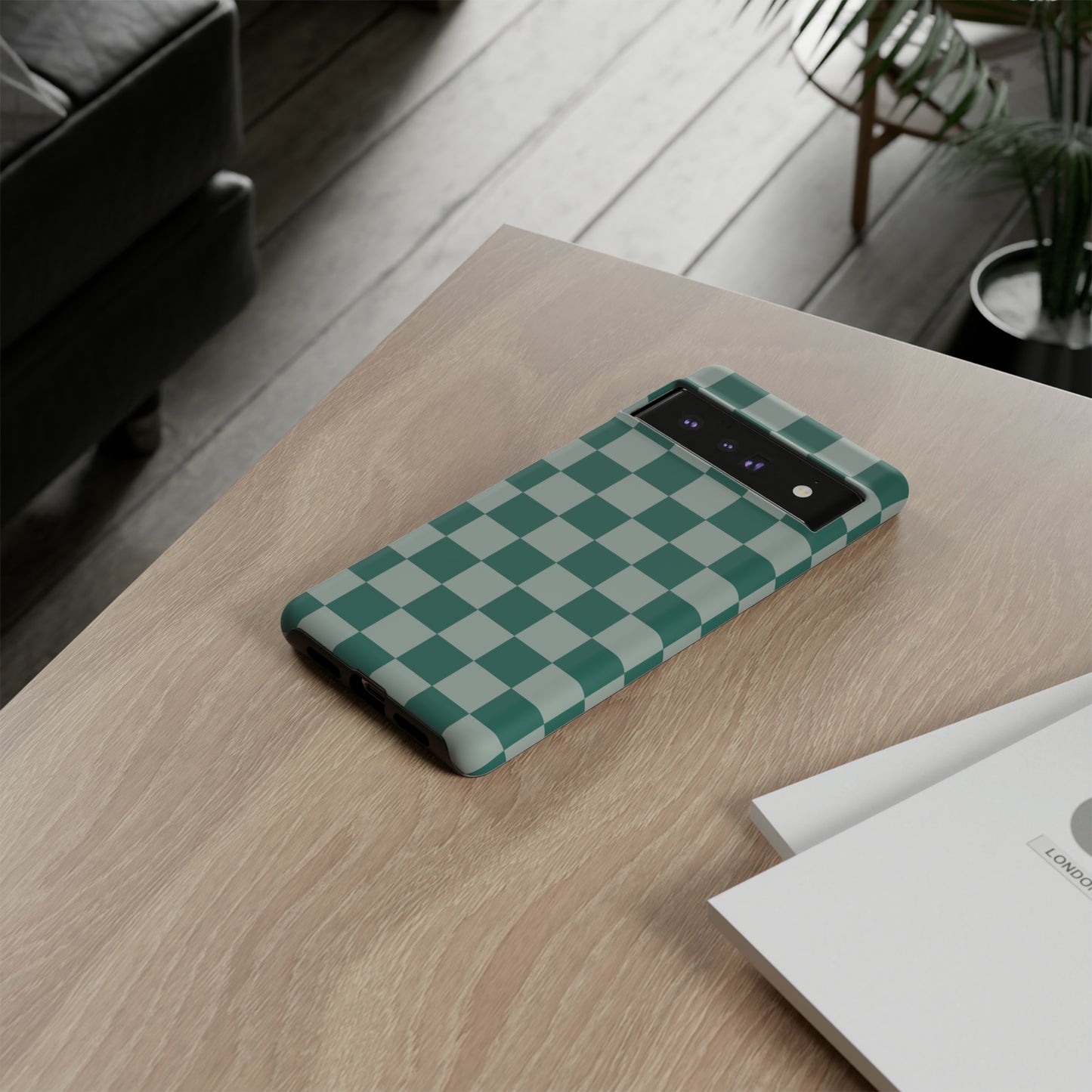 Green on Green Checkerboard | Tough Phone Case