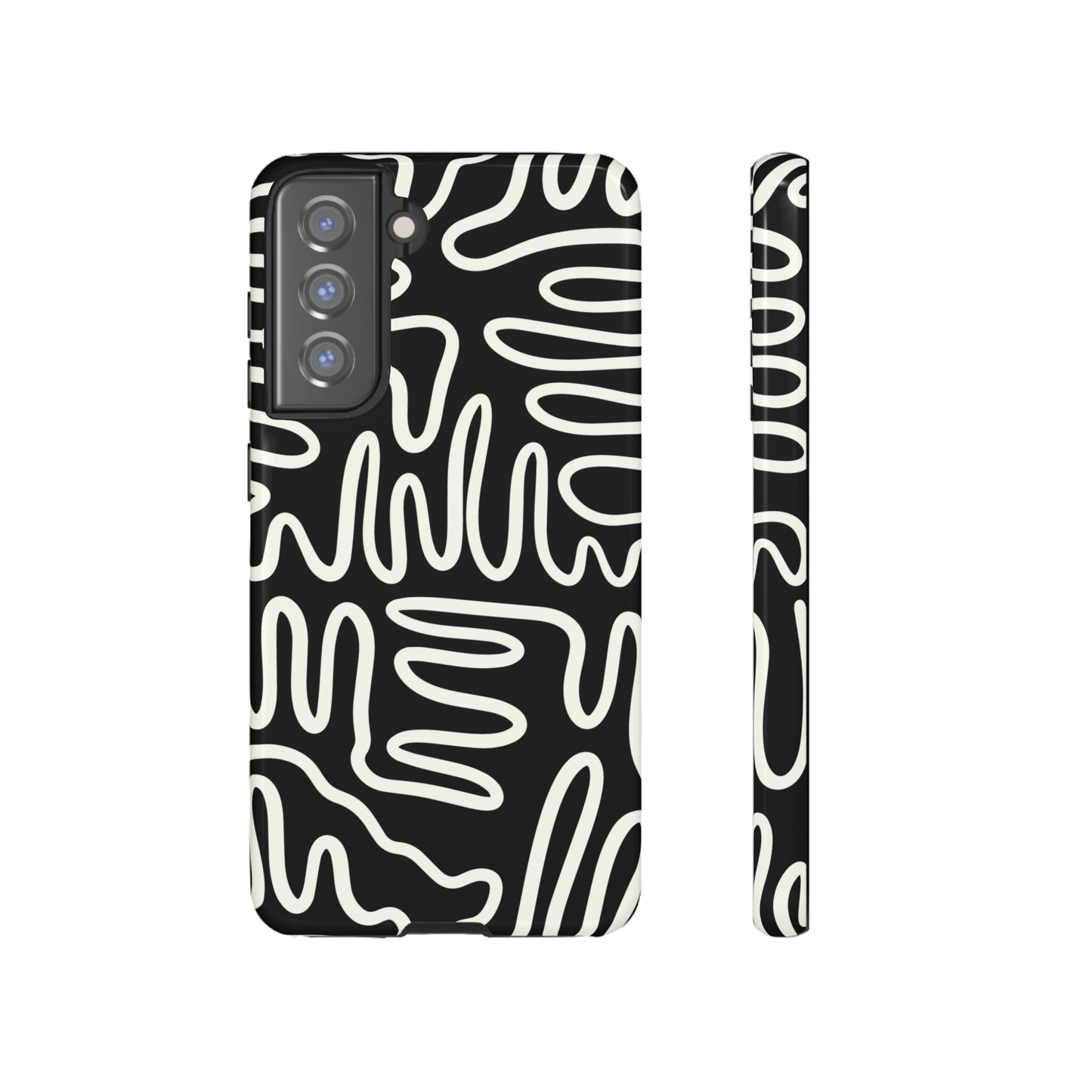 White and Black Squigles | Tough Phone Case