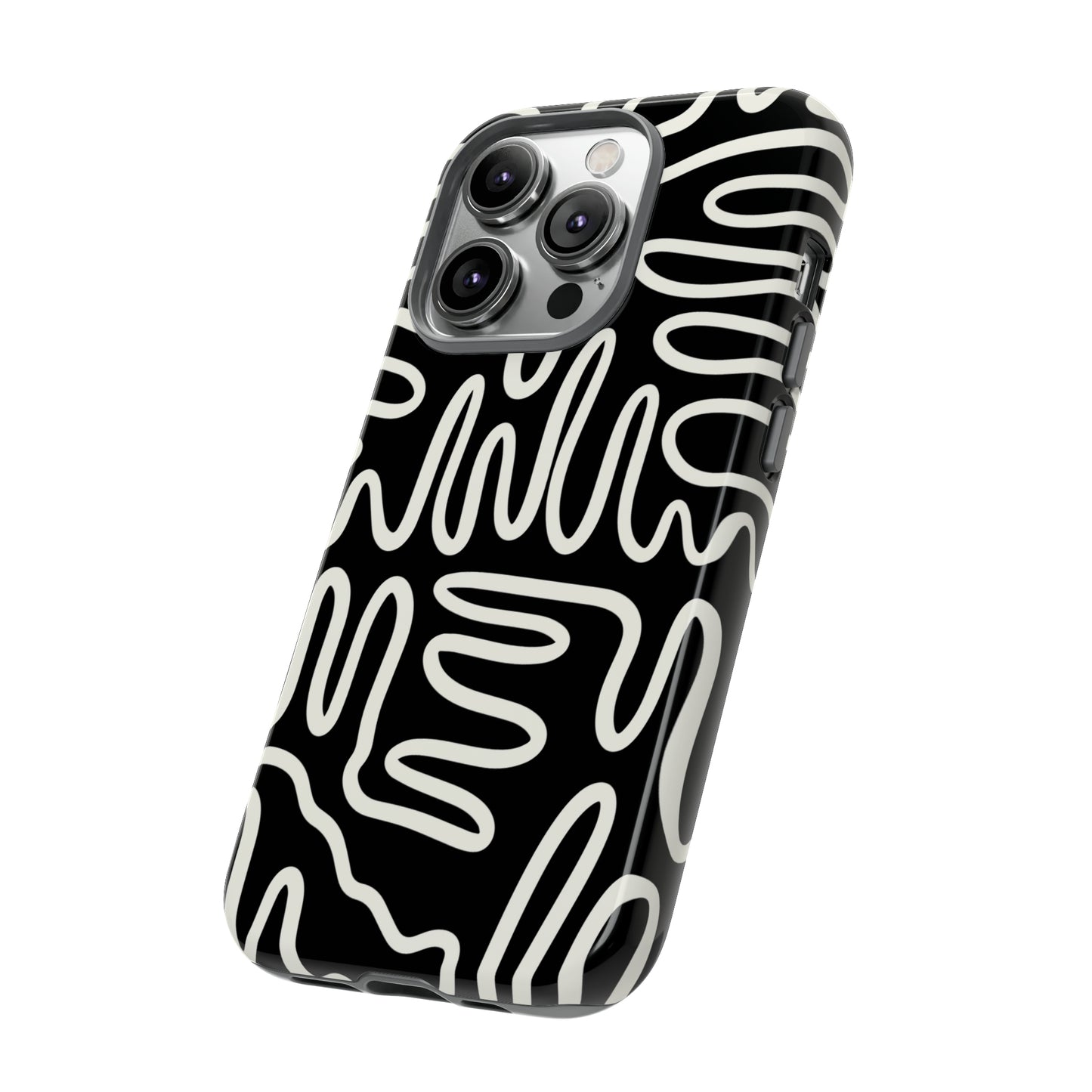 White and Black Squigles | Tough Phone Case