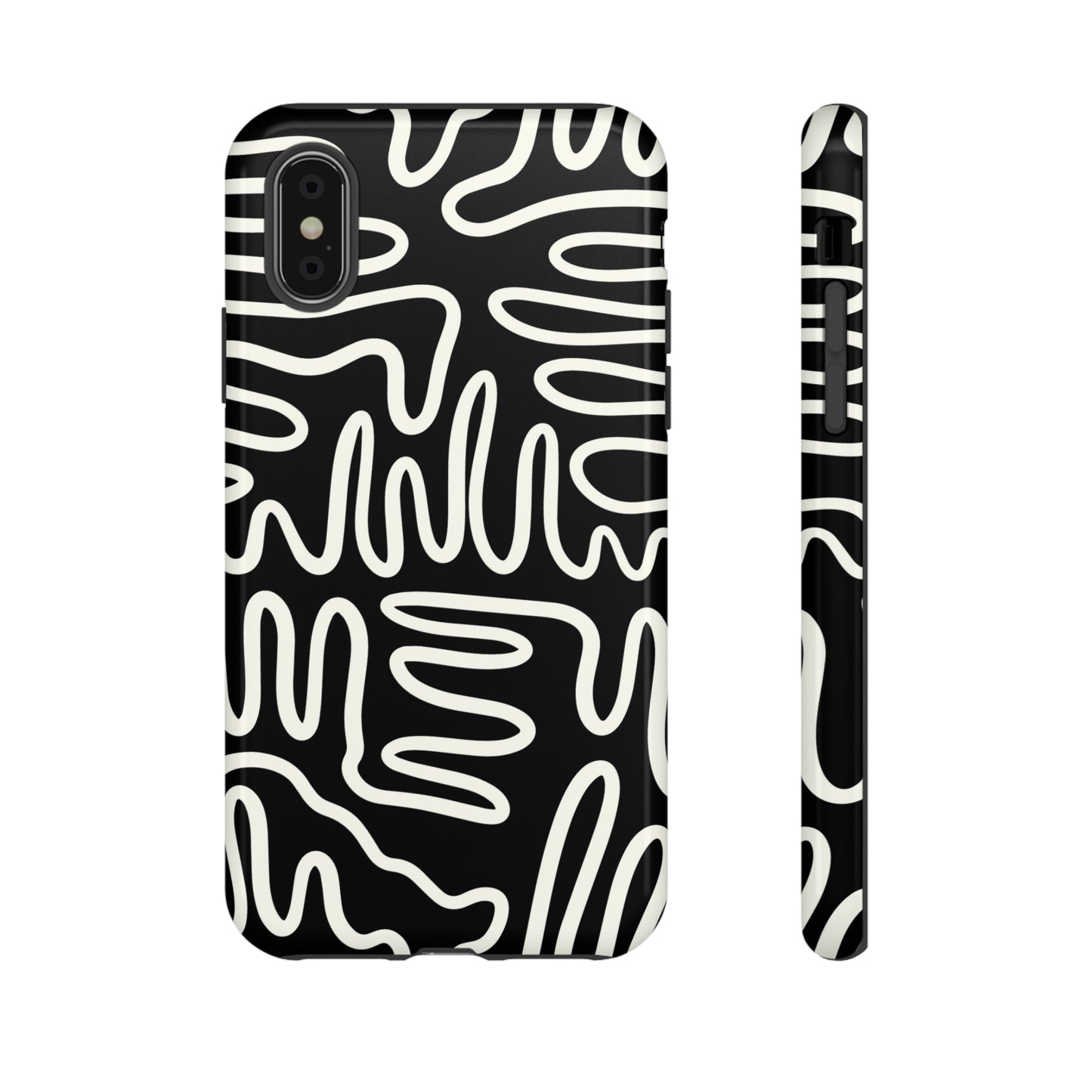 White and Black Squigles | Tough Phone Case