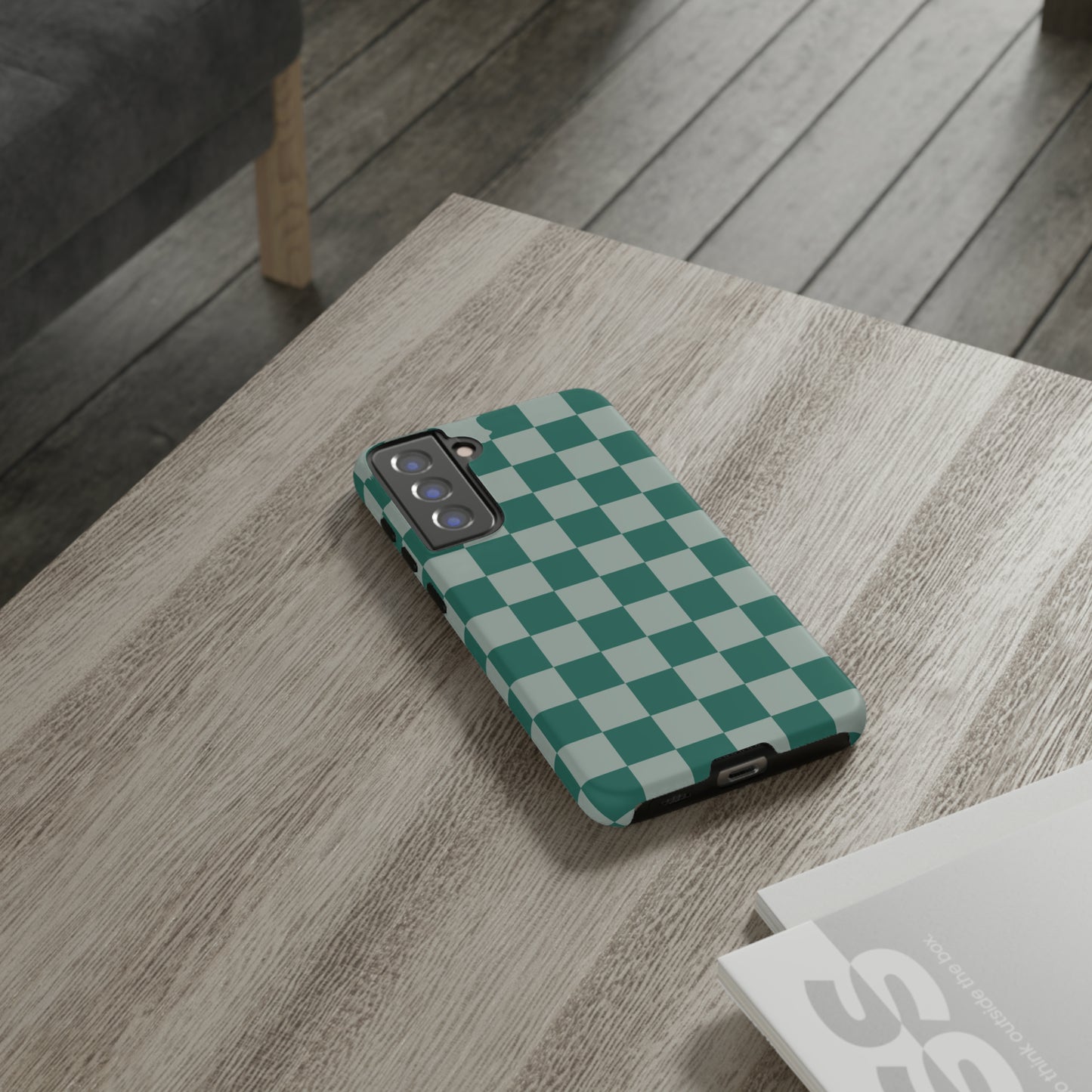 Green on Green Checkerboard | Tough Phone Case