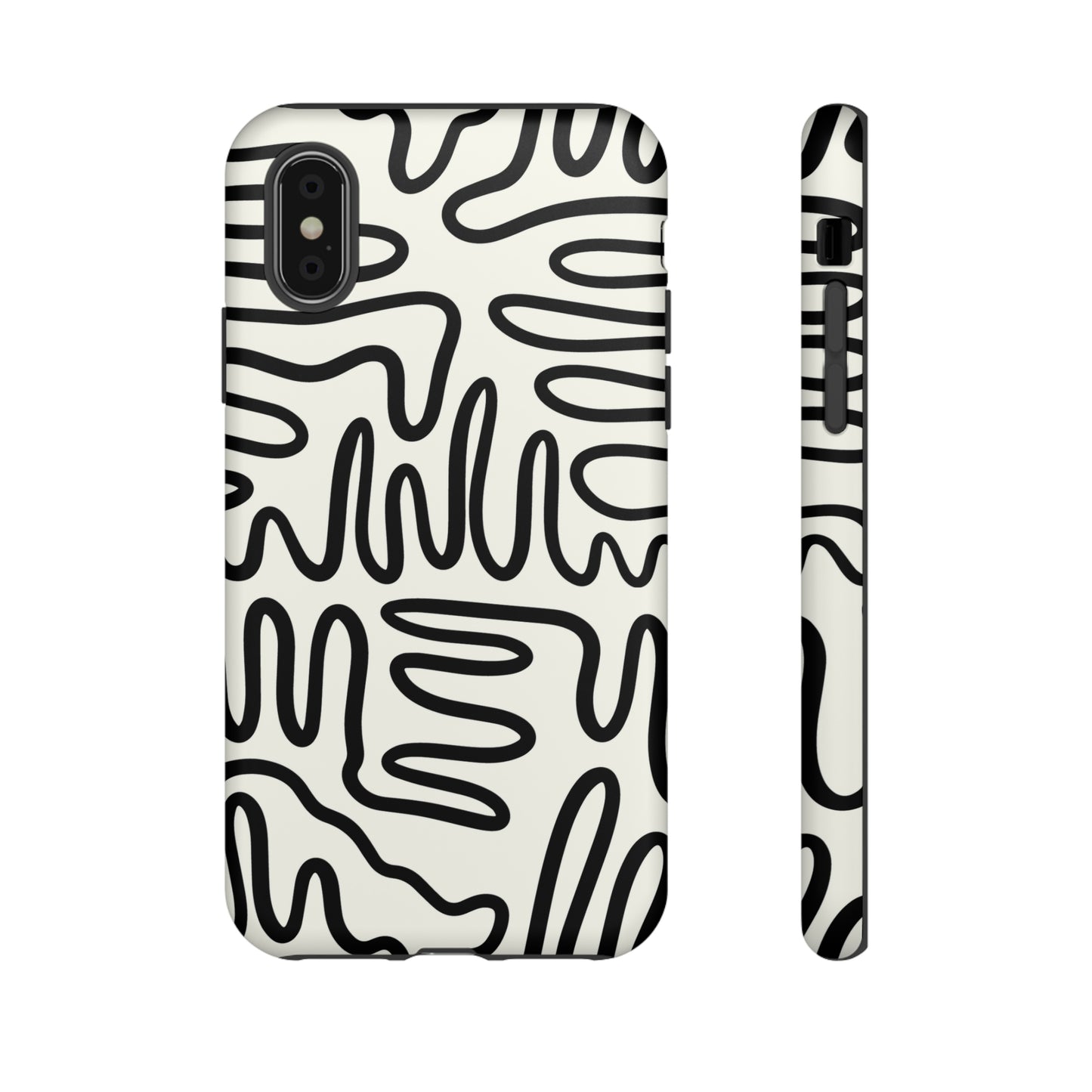 Black and White Squigles | Tough Phone Case