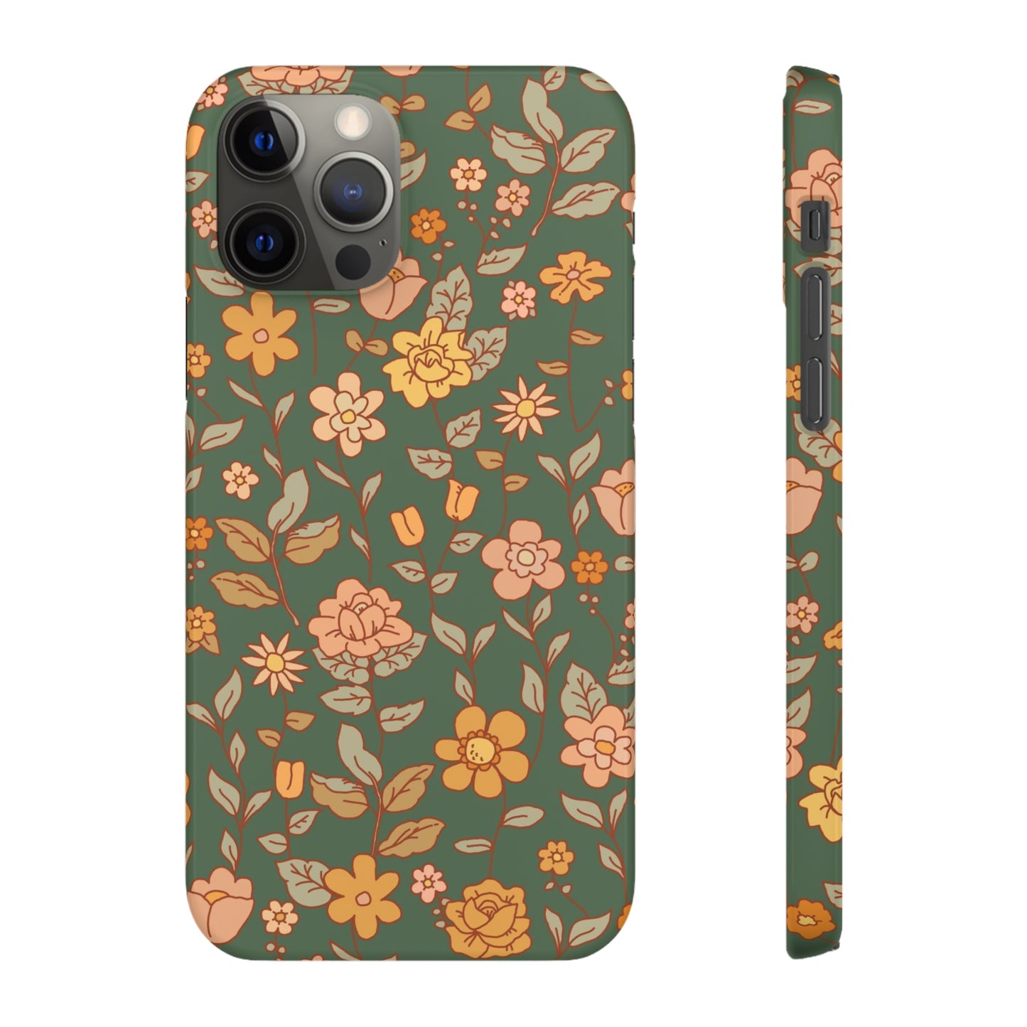 Green Old Fashioned Flowers / Snap Cases