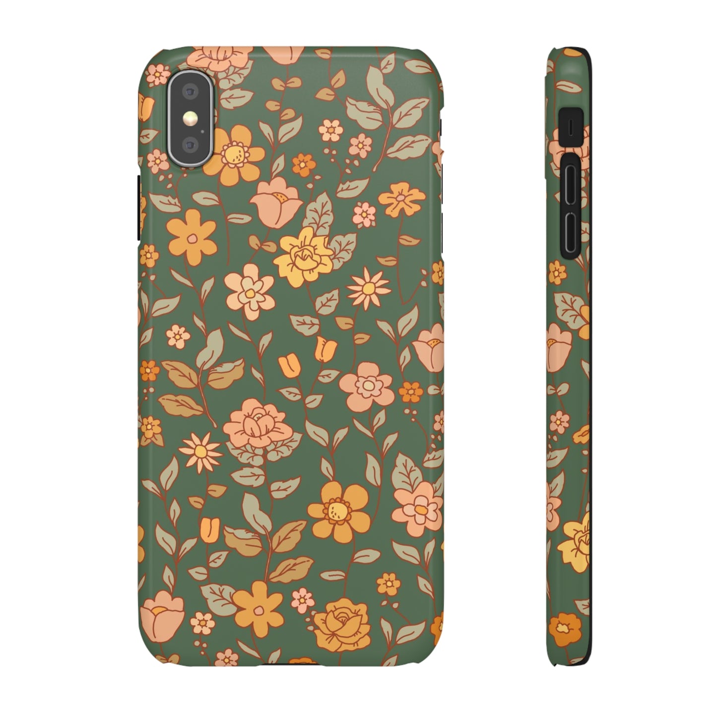 Green Old Fashioned Flowers / Snap Cases