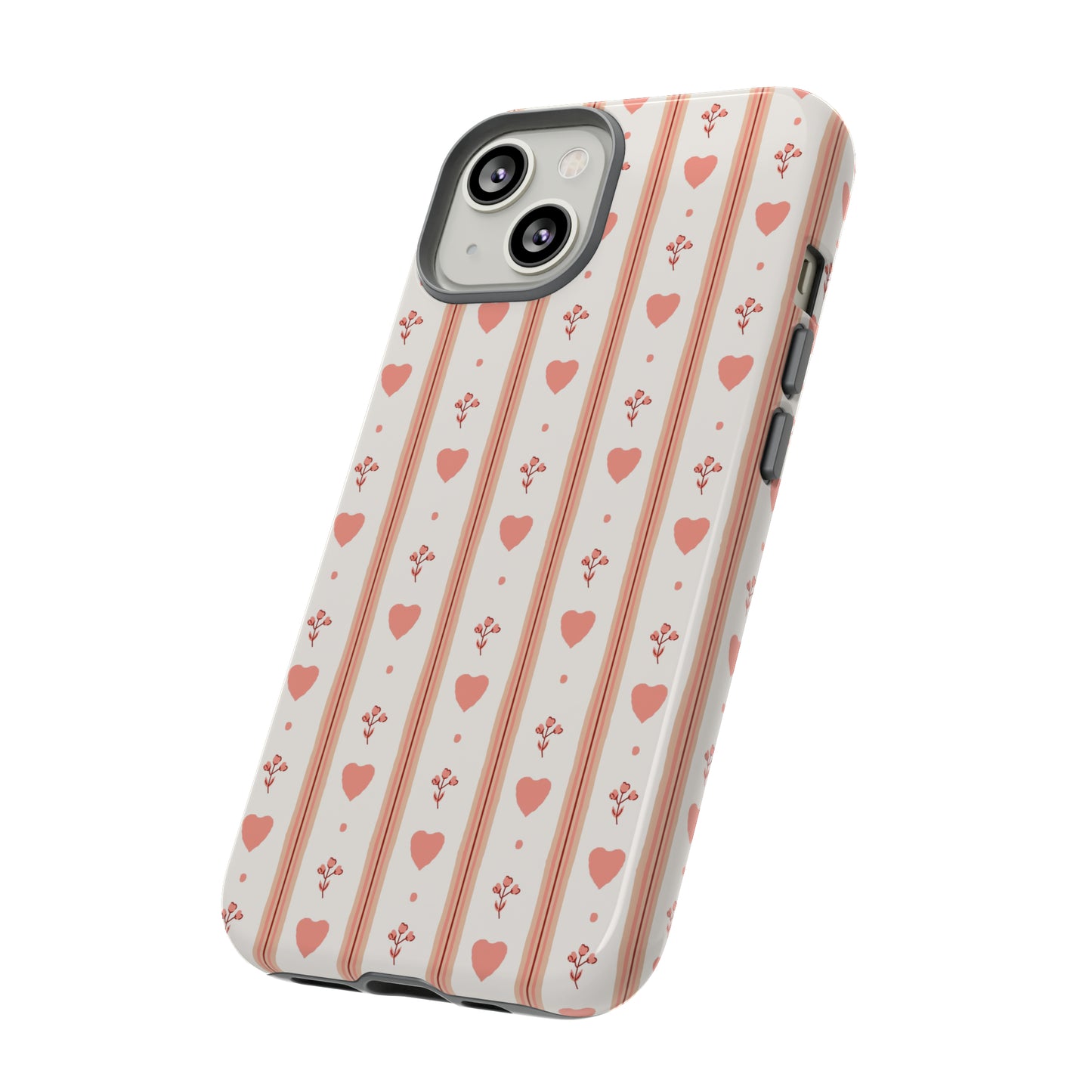 Light Pink Vintage Heart Pattern | Tough Phone Case