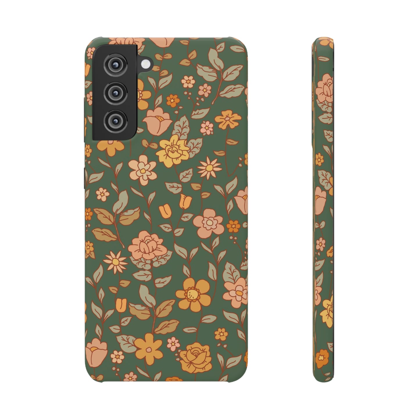 Green Old Fashioned Flowers / Snap Cases