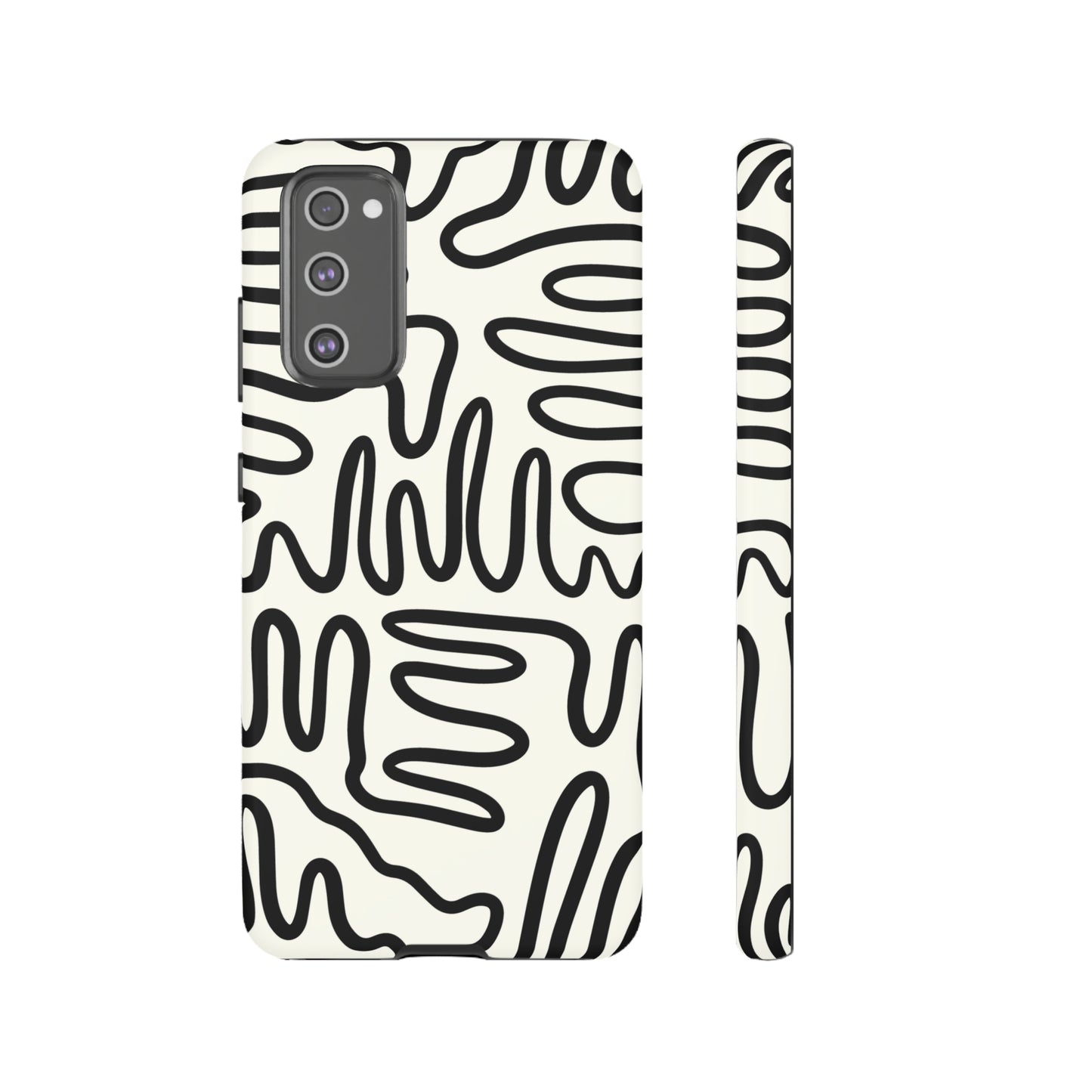 Black and White Squigles | Tough Phone Case