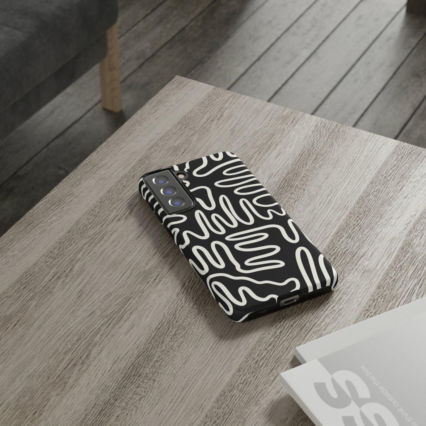 White and Black Squigles | Tough Phone Case