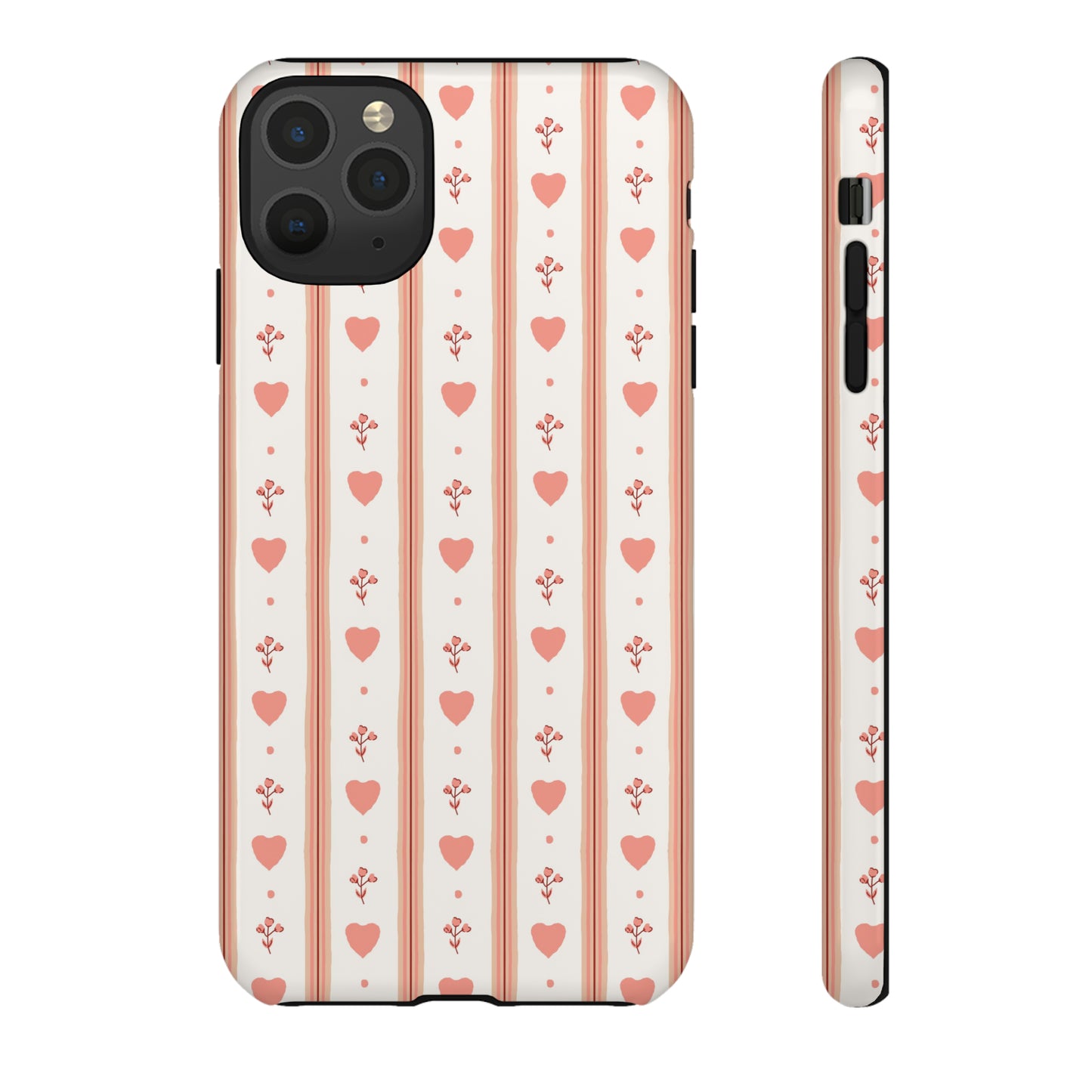 Light Pink Vintage Heart Pattern | Tough Phone Case