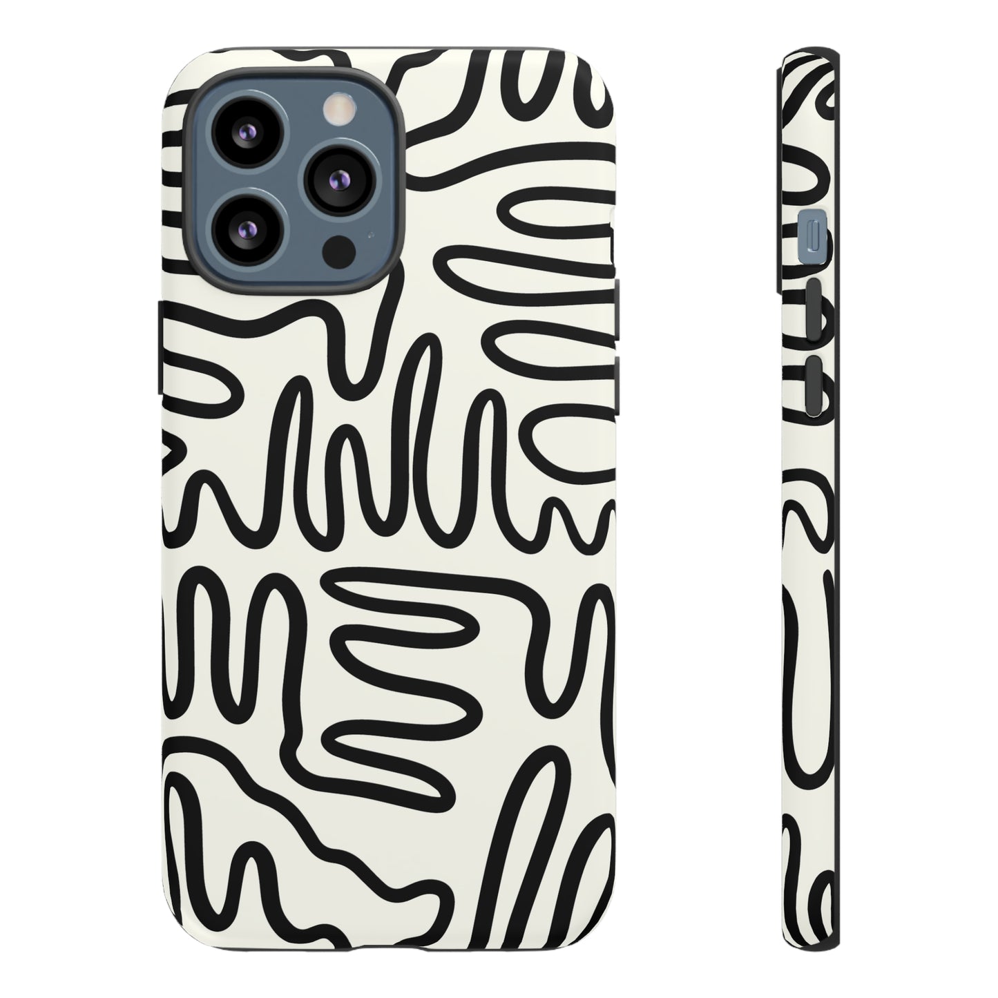 Black and White Squigles | Tough Phone Case