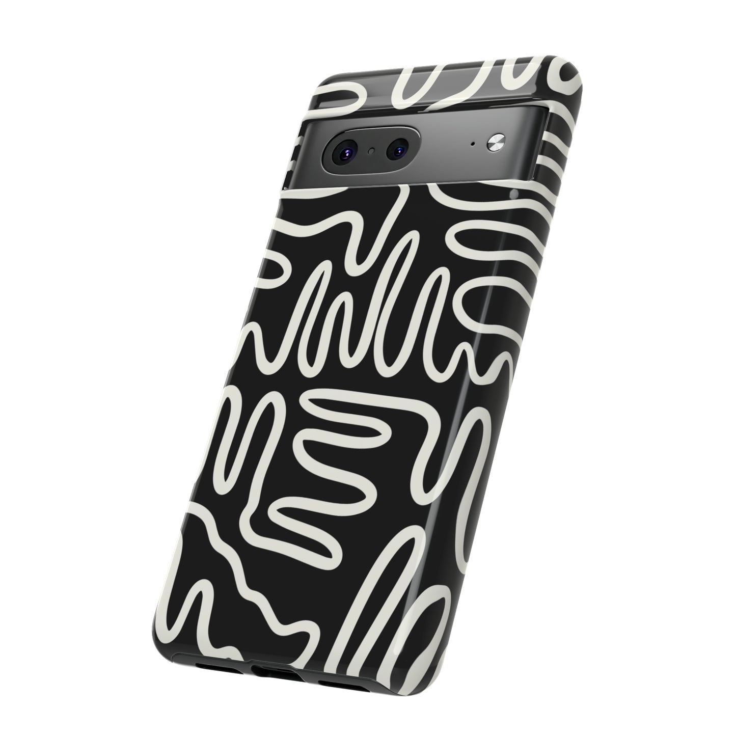 White and Black Squigles | Tough Phone Case