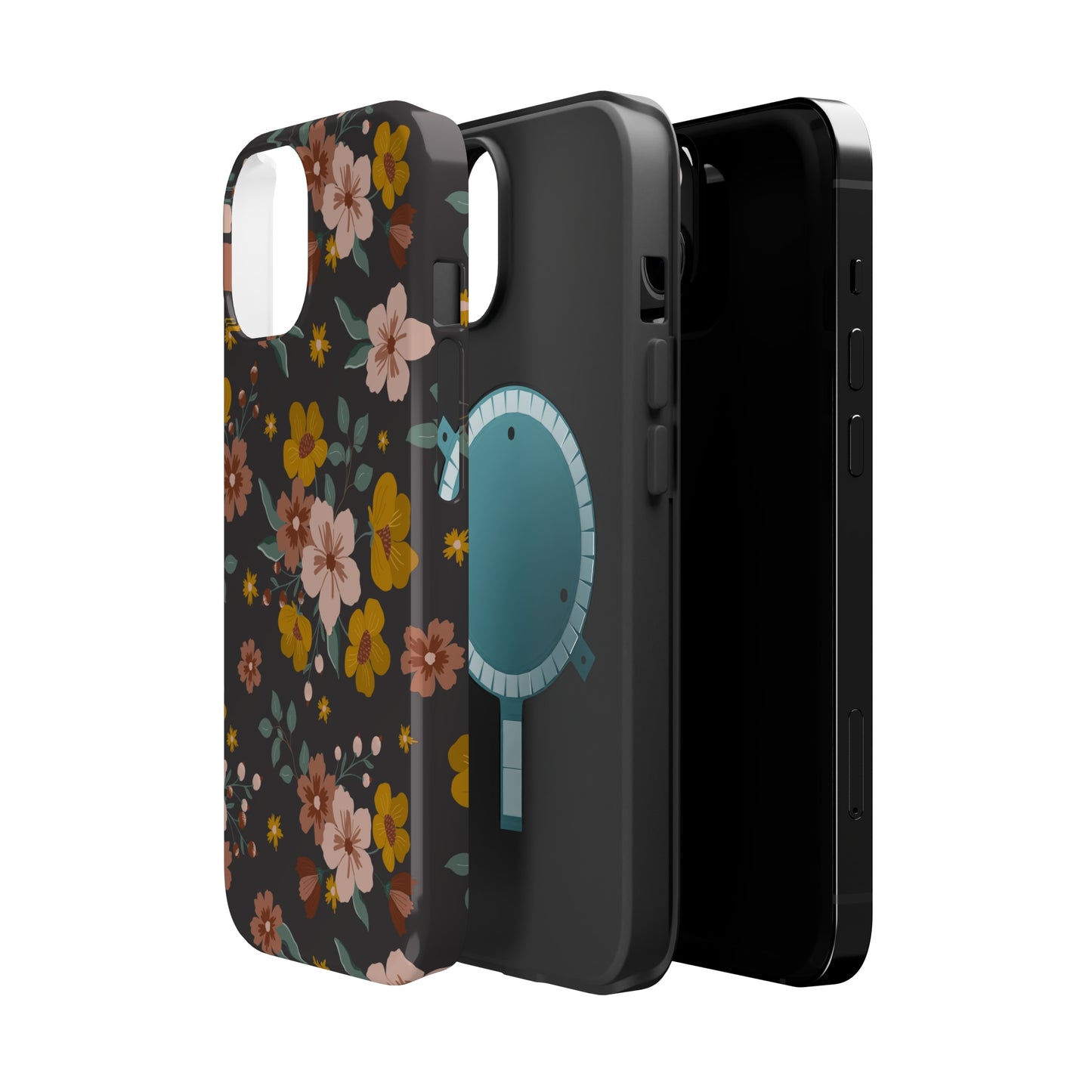 Black Faded Flowers | MagSafe Phone Cases