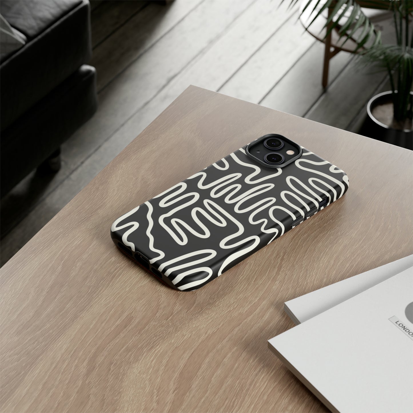 White and Black Squigles | Tough Phone Case