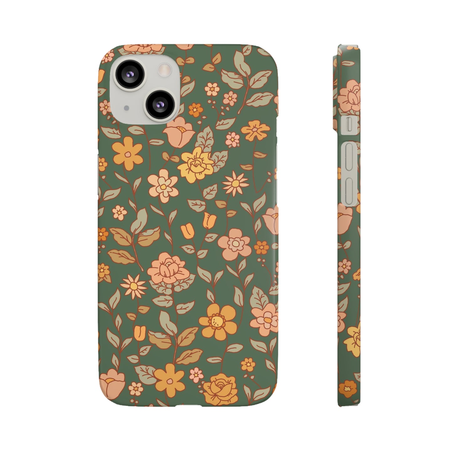 Green Old Fashioned Flowers / Snap Cases