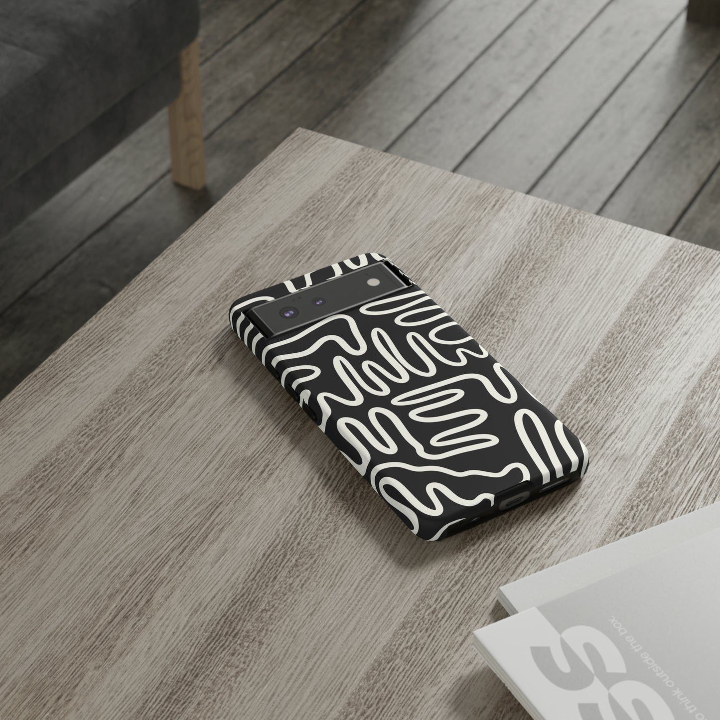 White and Black Squigles | Tough Phone Case