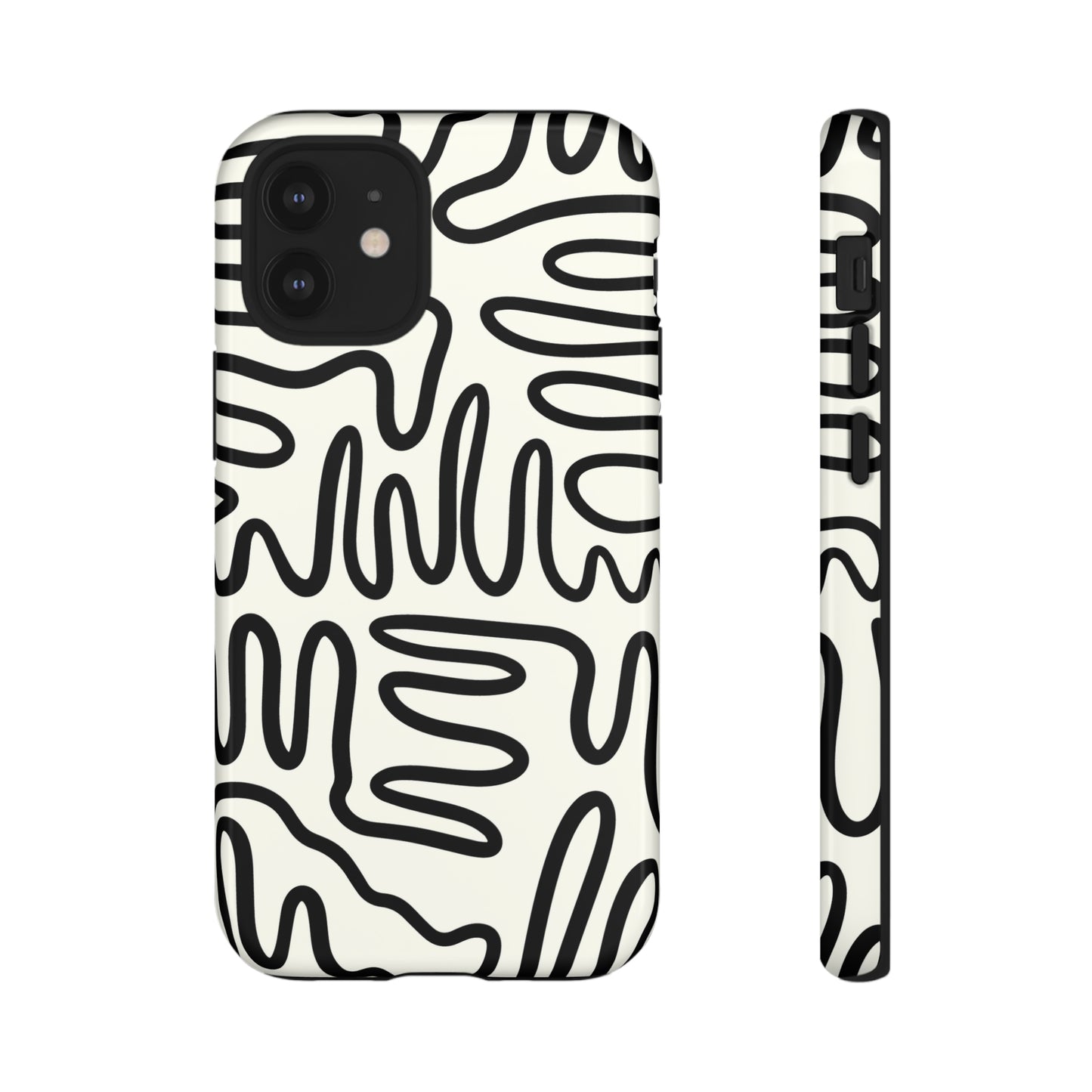 Black and White Squigles | Tough Phone Case