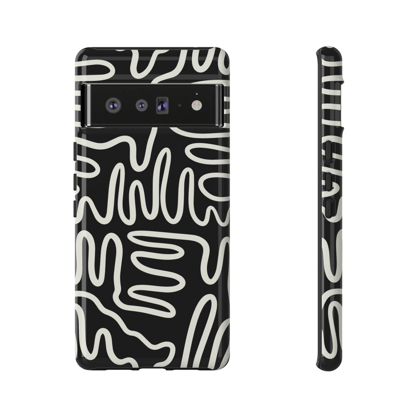 White and Black Squigles | Tough Phone Case