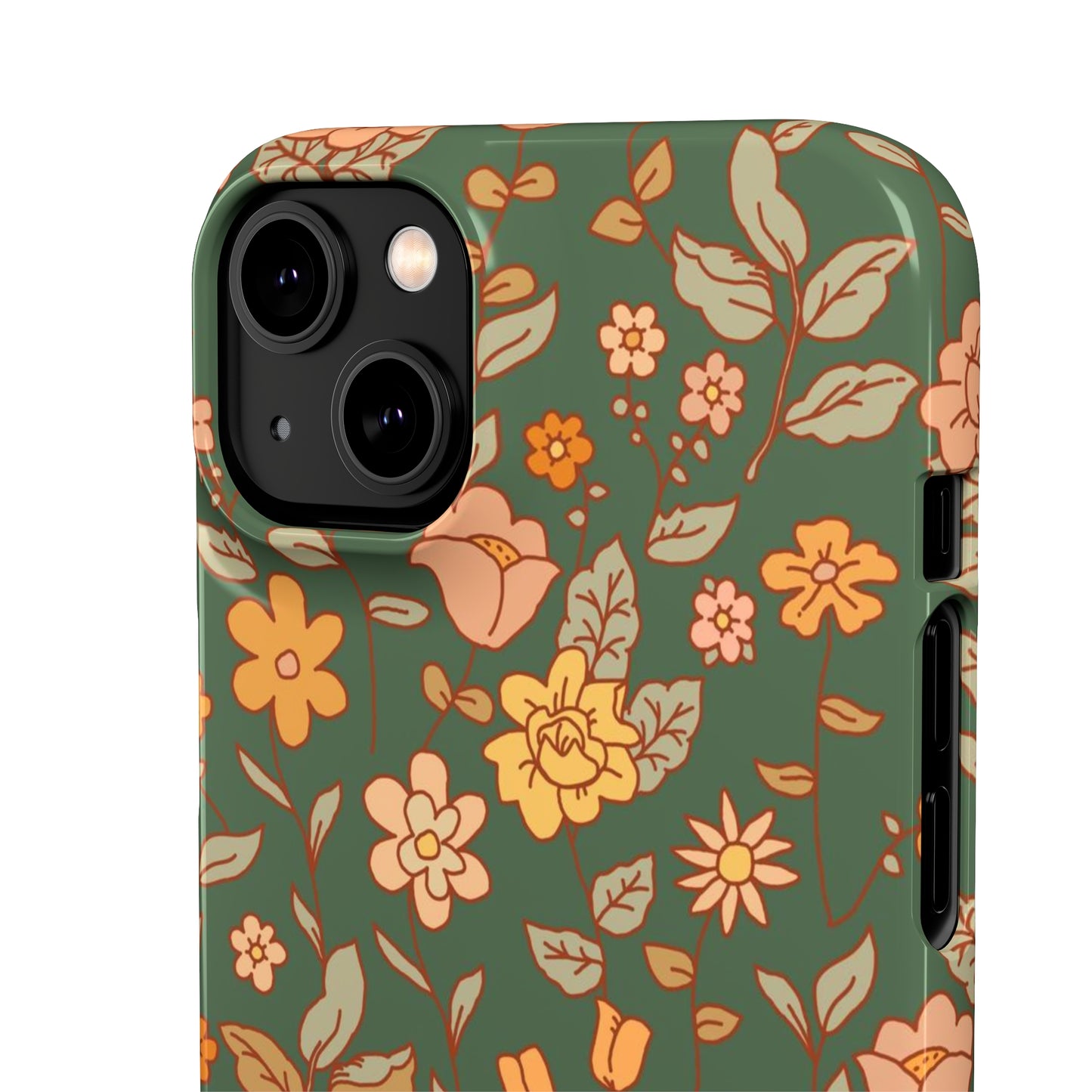 Green Old Fashioned Flowers / Snap Cases