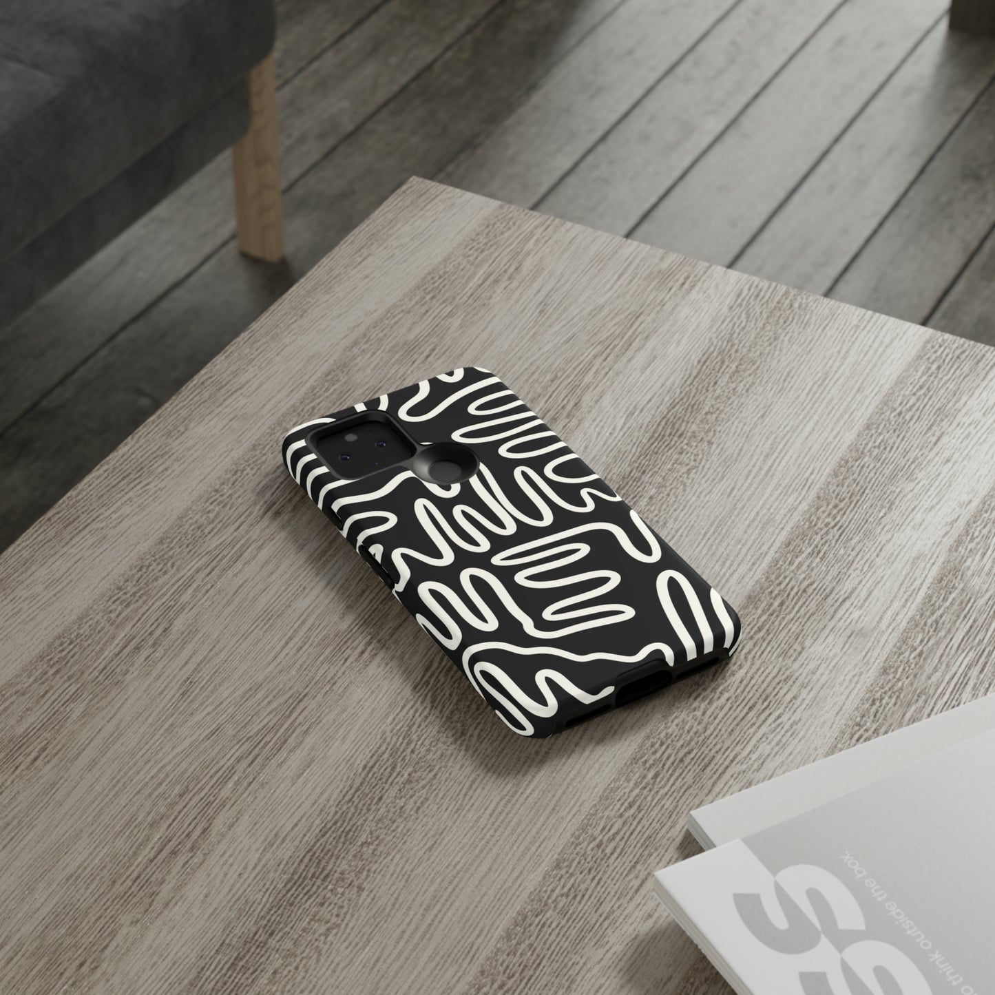 White and Black Squigles | Tough Phone Case