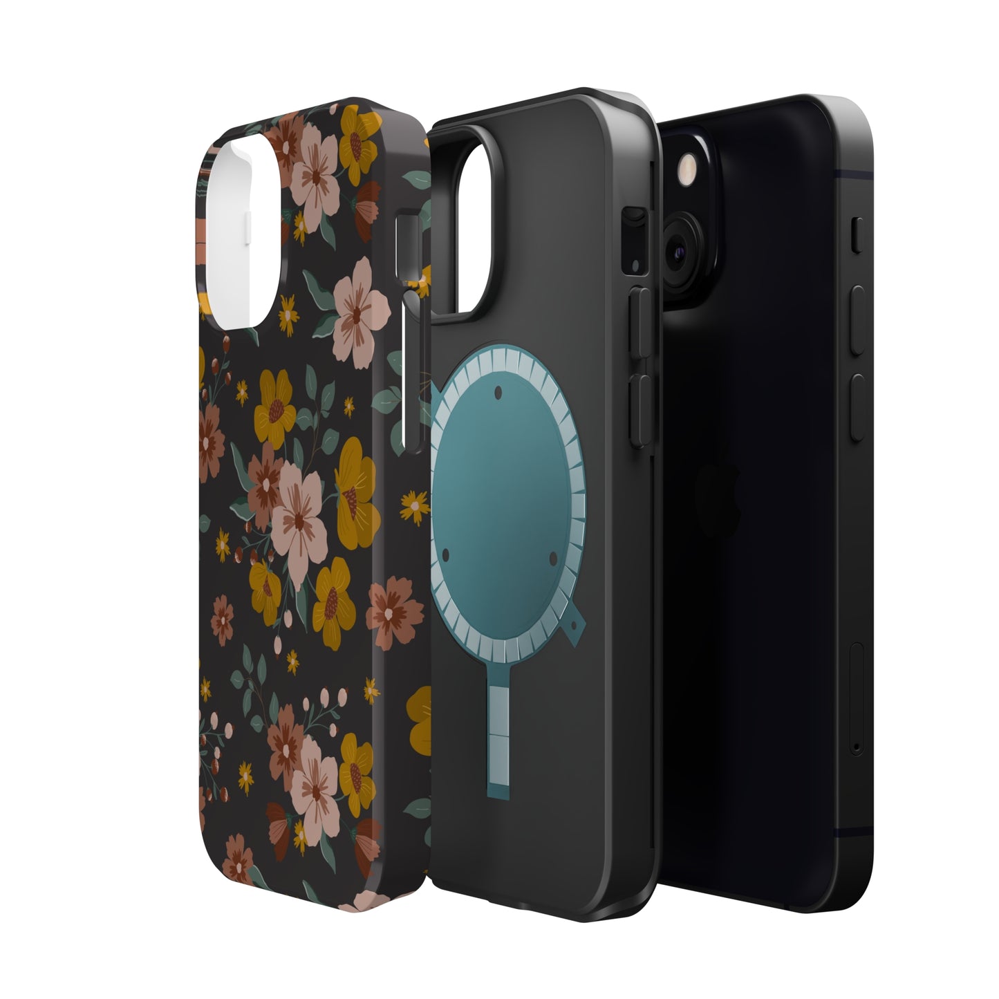 Black Faded Flowers | MagSafe Phone Cases