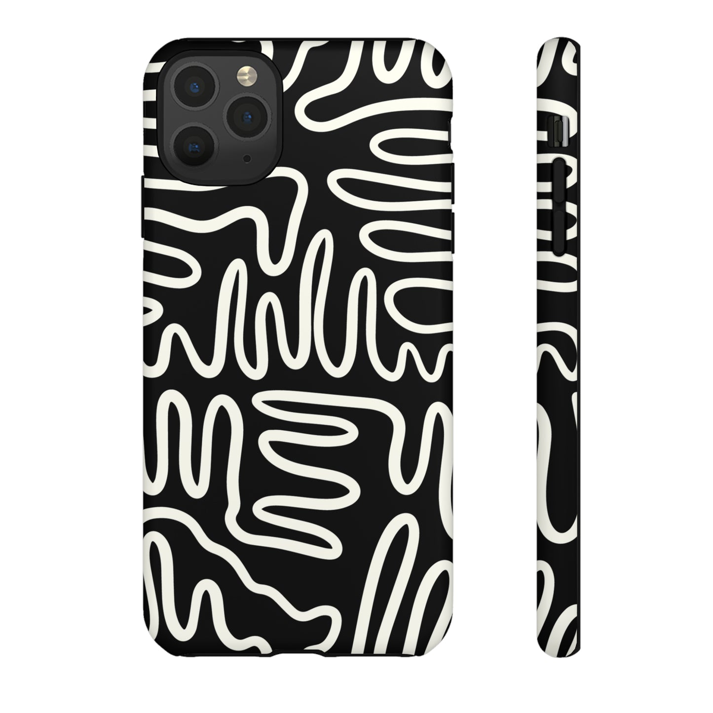 White and Black Squigles | Tough Phone Case